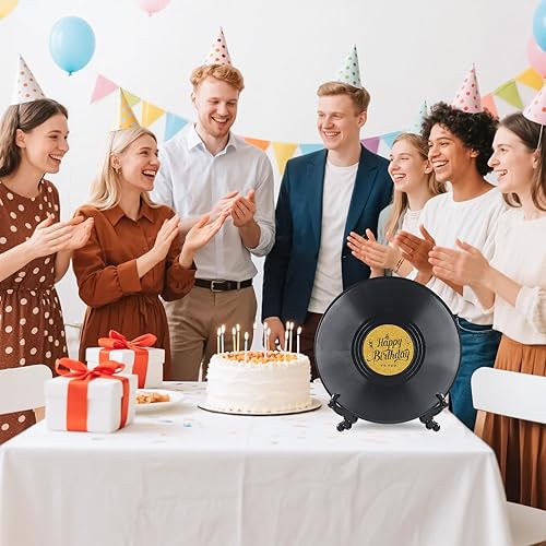 Miniatura 7 de 1 libro de invitados retro de vinilo para fiestas, tablero de registro con 14 bolígrafos y 6 calcomanías decorativas, cumpleaños, graduación,