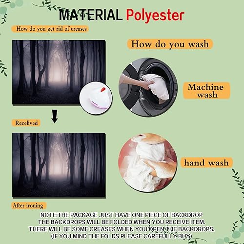 Miniatura 7 de Telón de fondo temático de Halloween, vintage, aterrador, bosque espeluznante, madera brumosa, telón de fondo espeluznante para fotografía, fiesta