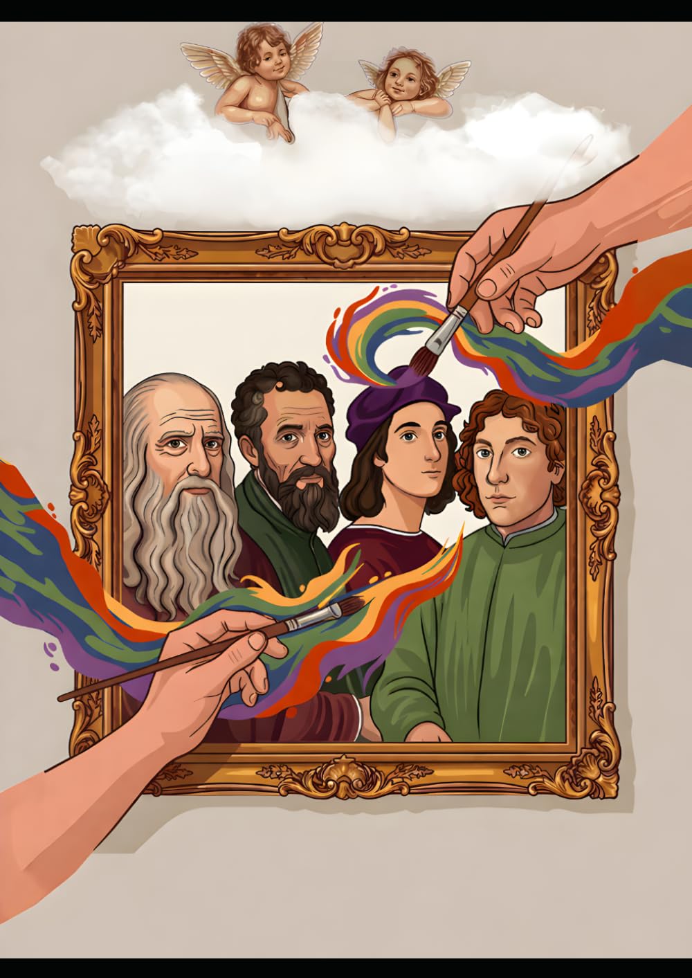 Secrets de l’art de la Renaissance : un voyage à colorier: 48 chefs-d’œuvre des quatre grands maîtres de la Renaissance