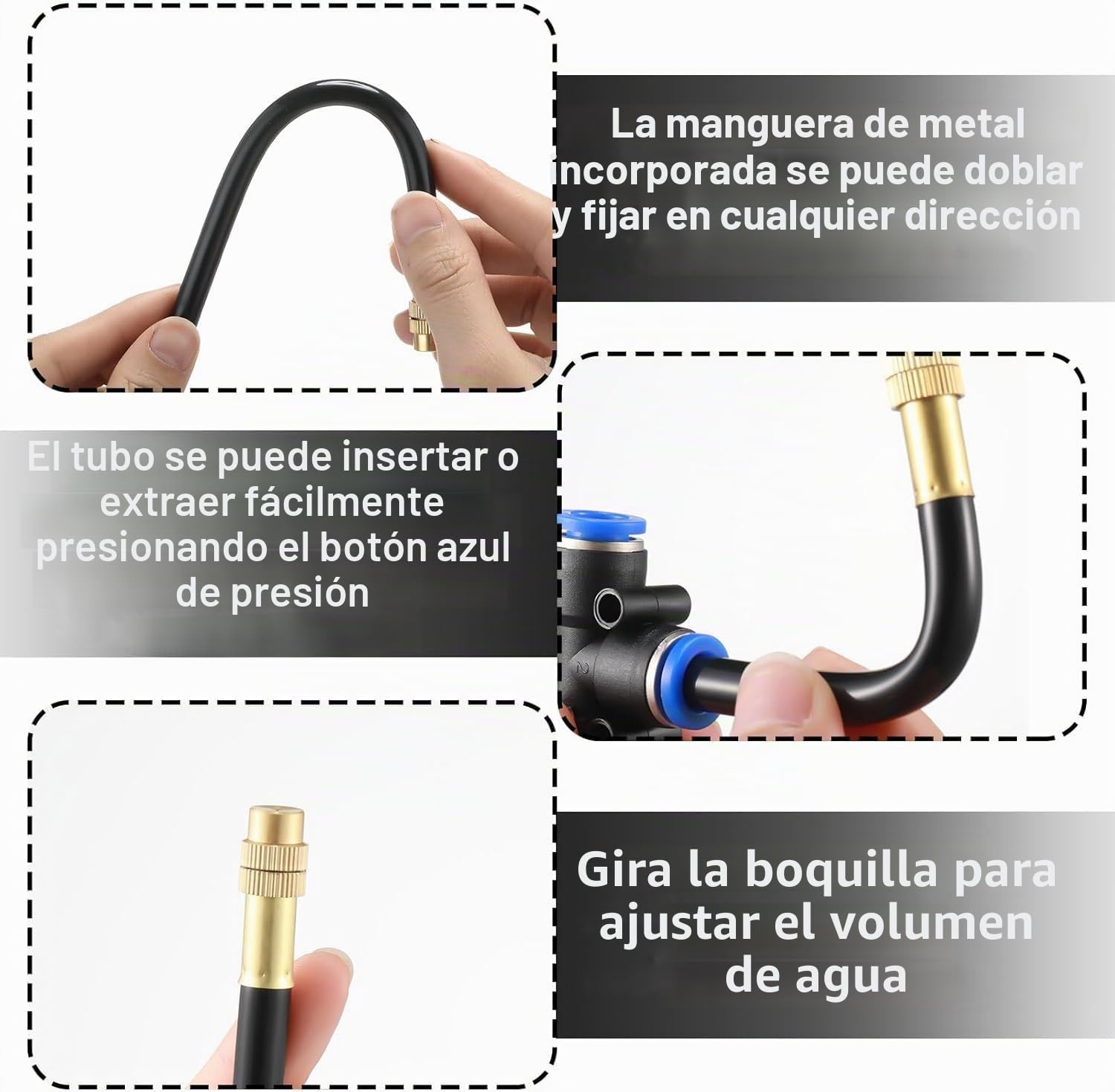 12 Piezas Boquilla pulverizadora de Riego,20cm Boquillas de Nebulización Ajustables,12 Piezas Conectores Tipo T 8mm a 12 Piezas Tapón de Estrangulación paraJardín riego,invernadero