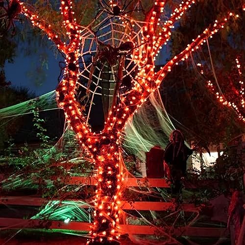 Miniatura 4 de JMEXSUSS Luces naranjas de Halloween (cadena de luces solares y luces de carámbano de Halloween)