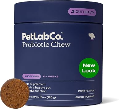 PetLab Co. Probiotics for Dogs - Support Gut Health, Occasional Diarrhea, Digestive Health, Paw Licking & Seasonal Allergies - Pork Flavor - 30 Soft Chews - Formulated for Large Dogs
