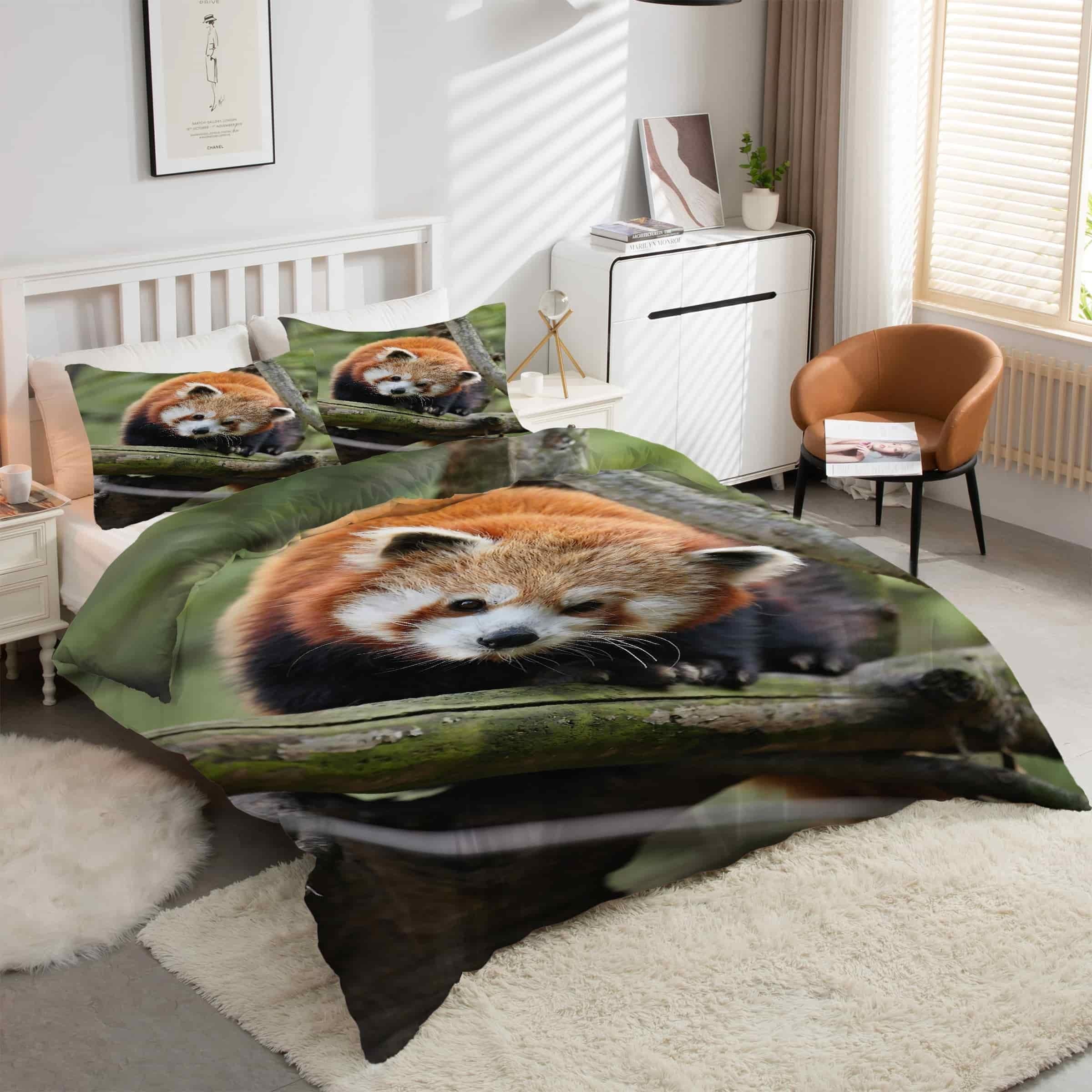 Parure de lit 90x190 panda avec fermeture éclair pour lit enfant facile à faire