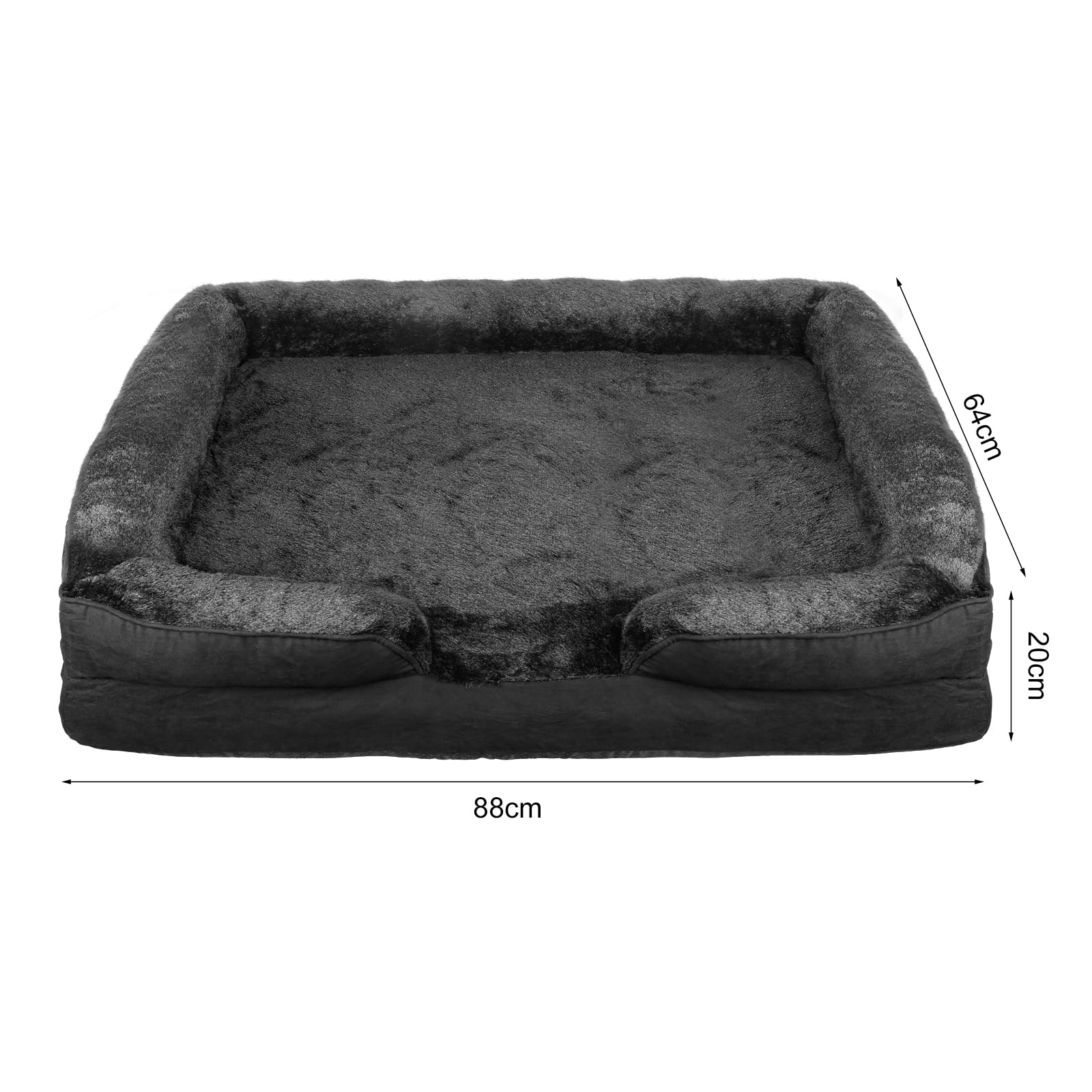 Cesta de perro de gran tamaño, cojín desenfundable, cama para perro, funda extraíble y lavable a máquina, fondo antideslizante, 106 x 80 x 20 cm (Negro)