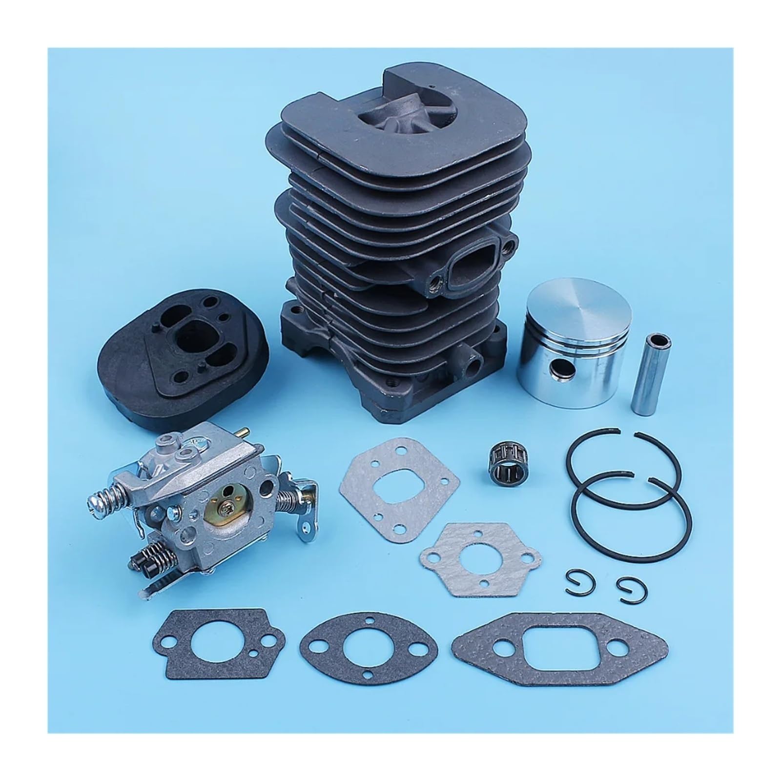 Zestaw uszczelek do gaźnika, tłoka cylindra i gaźnika, pasuje do Partner 350 351 370 371 420 390 391 do piły łańcuchowej Formula 5000 41 mm, powlekana Nikasilem