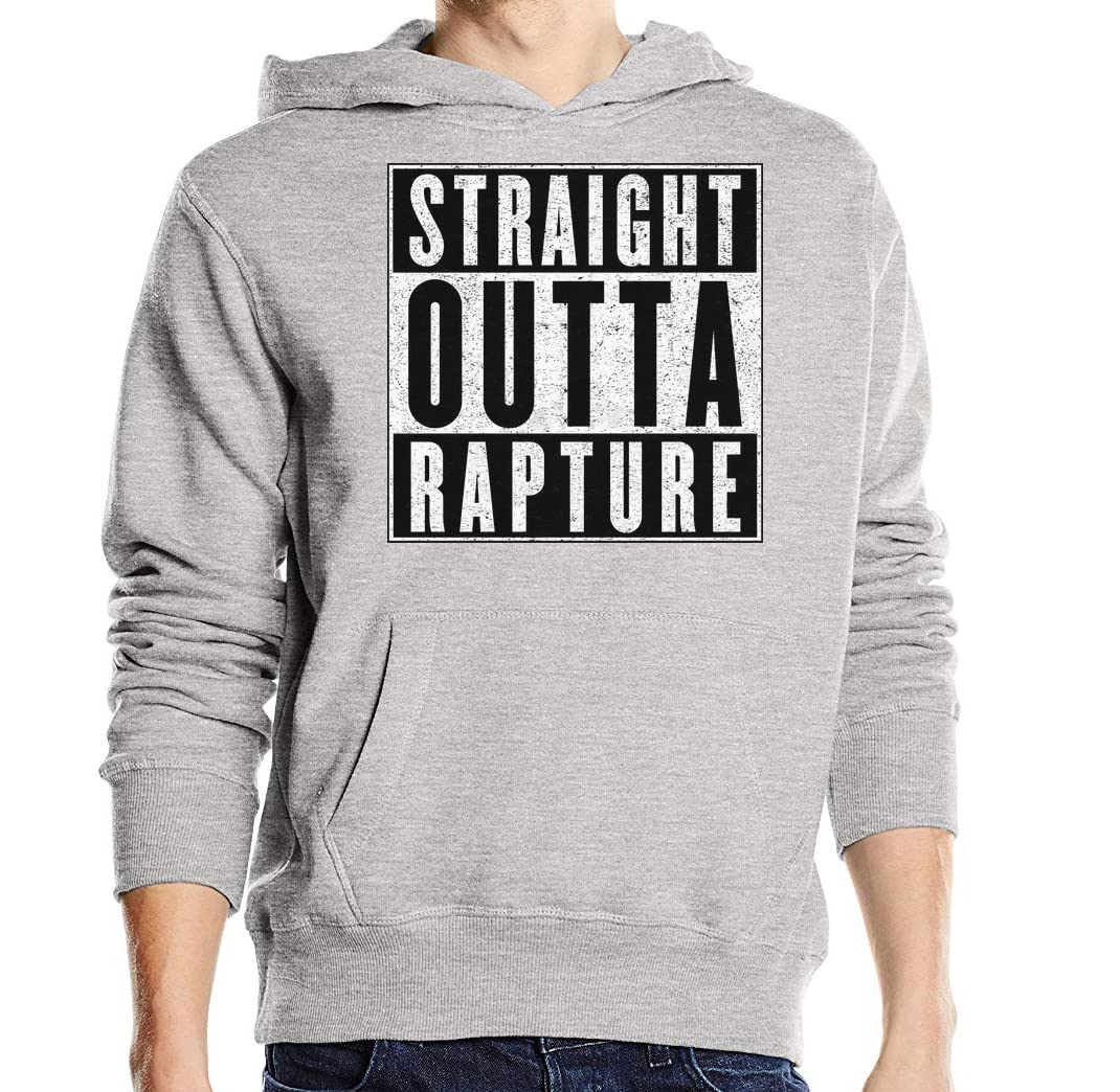Straight Outta Rapture Hip Hop Styled Felpa con Cappuccio Unisex in Misto Cotone con Cappuccio Grigio XX-Large