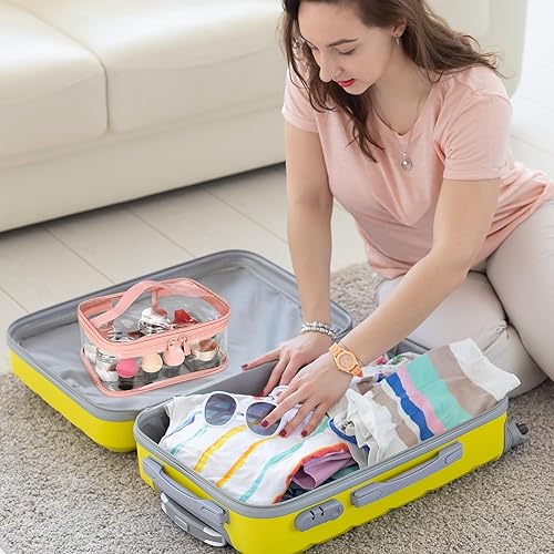 Miniatura 8 de HAOGUAGUA 2 bolsas de maquillaje transparentes para viajes, impermeables, transparentes, aprobadas por la TSA, bolsa de transporte compatible con