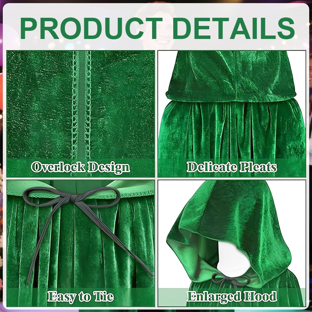 WFKKMEQ Halloween Vampire Hooded Cloak, Green Hooded Cloak Vampire Cape - Image 3