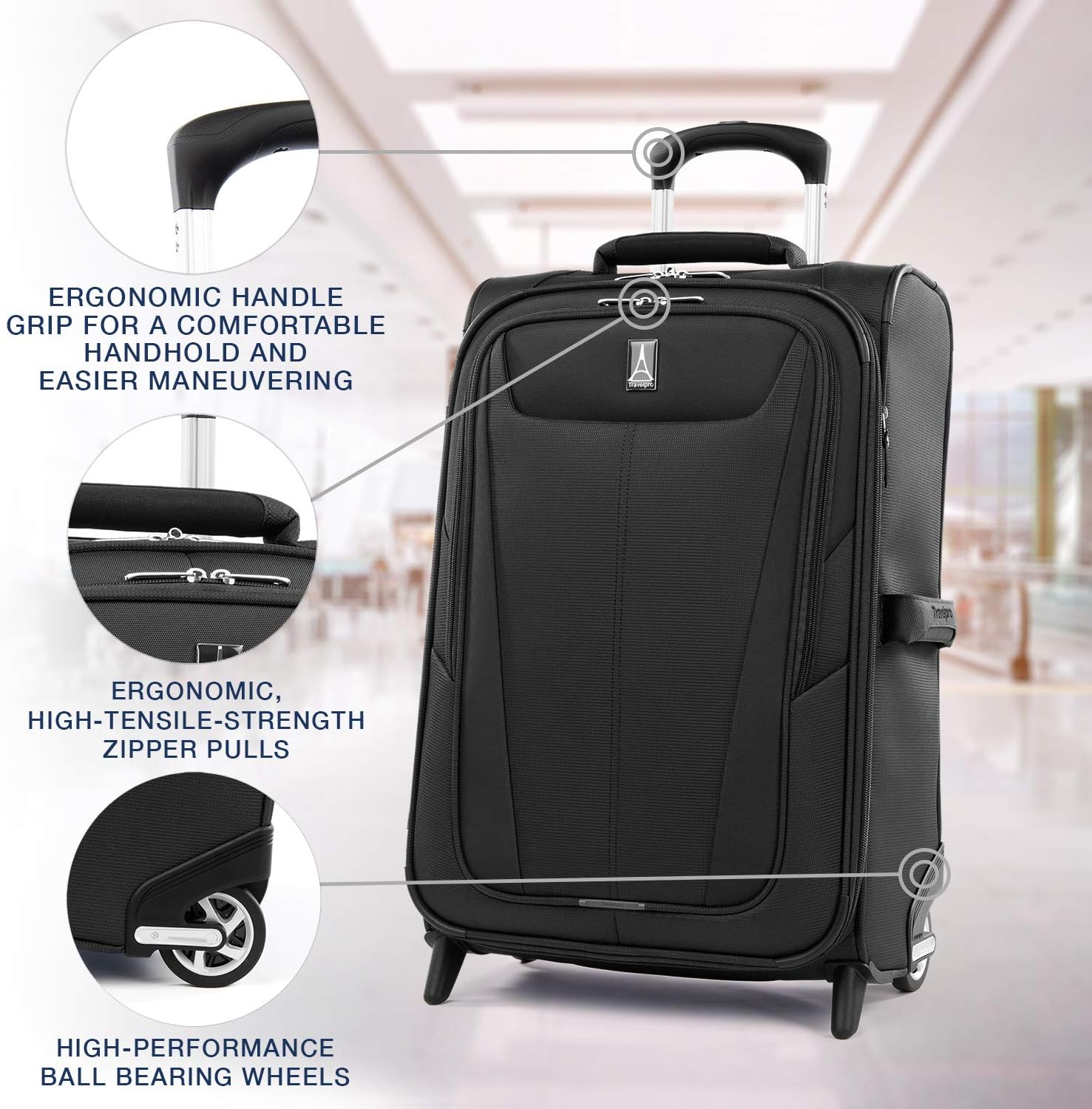  | Travelpro Maxlite 5 Softside Lightweight Expandable Upright Luggage, Black, Carry-On 22-Inch | Carry-Ons