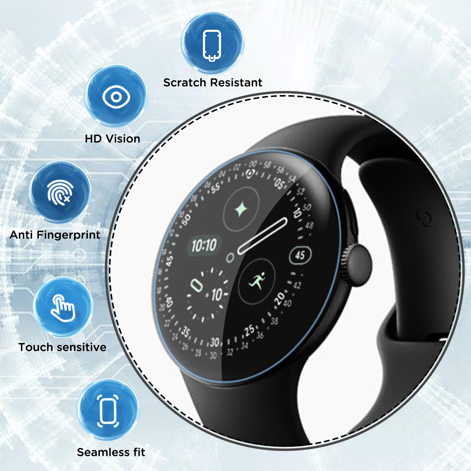 Protector de pantalla Google Pixel Watch 4 41 mm TPU Ultra HD Anti arañazos