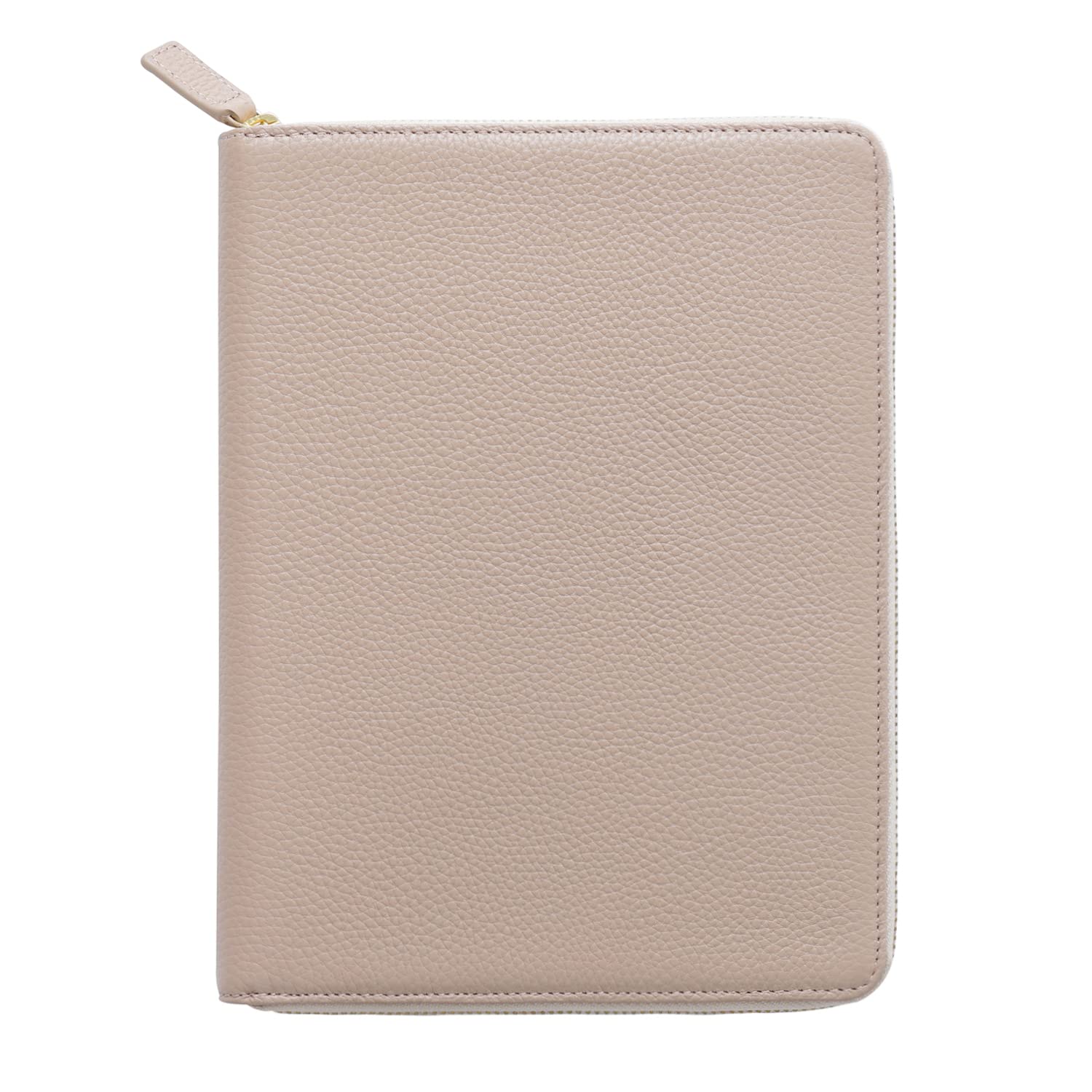 Moterm Custodia in pelle con cerniera per quaderni A5, adatta per Hobonichi Cousin,Stalogy e Midori MD Planner (ciottoli tortora)