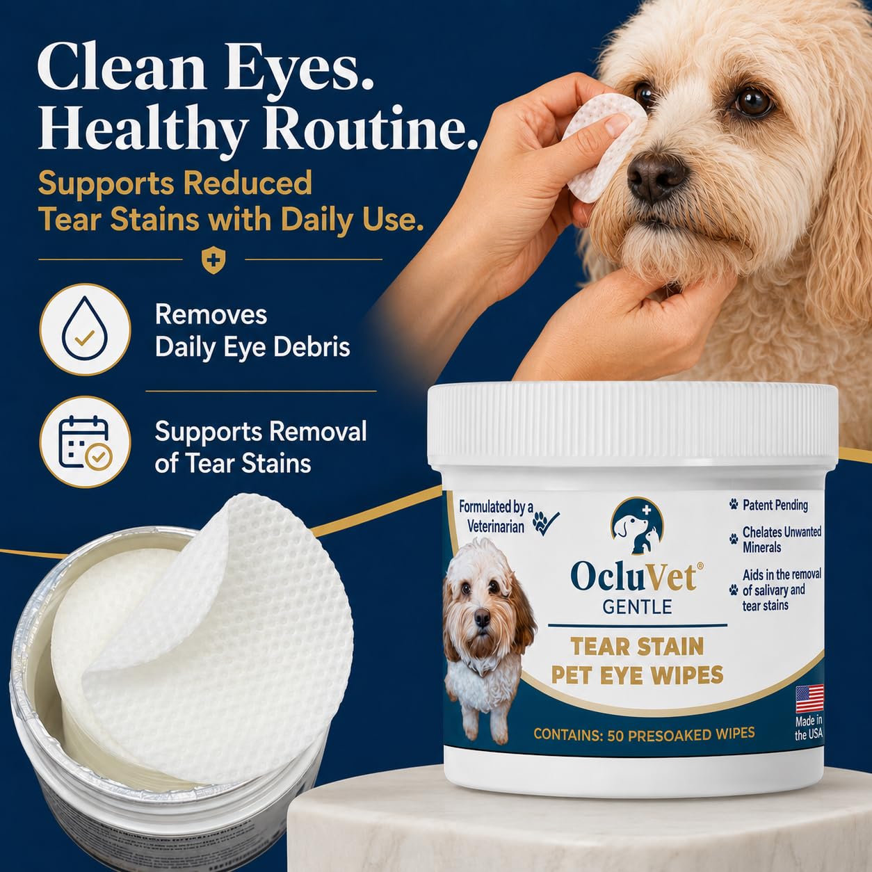 OcluVet Tear Stain Wipes for Dogs, Cats & Horses, 50 Count — Amazon image 6
