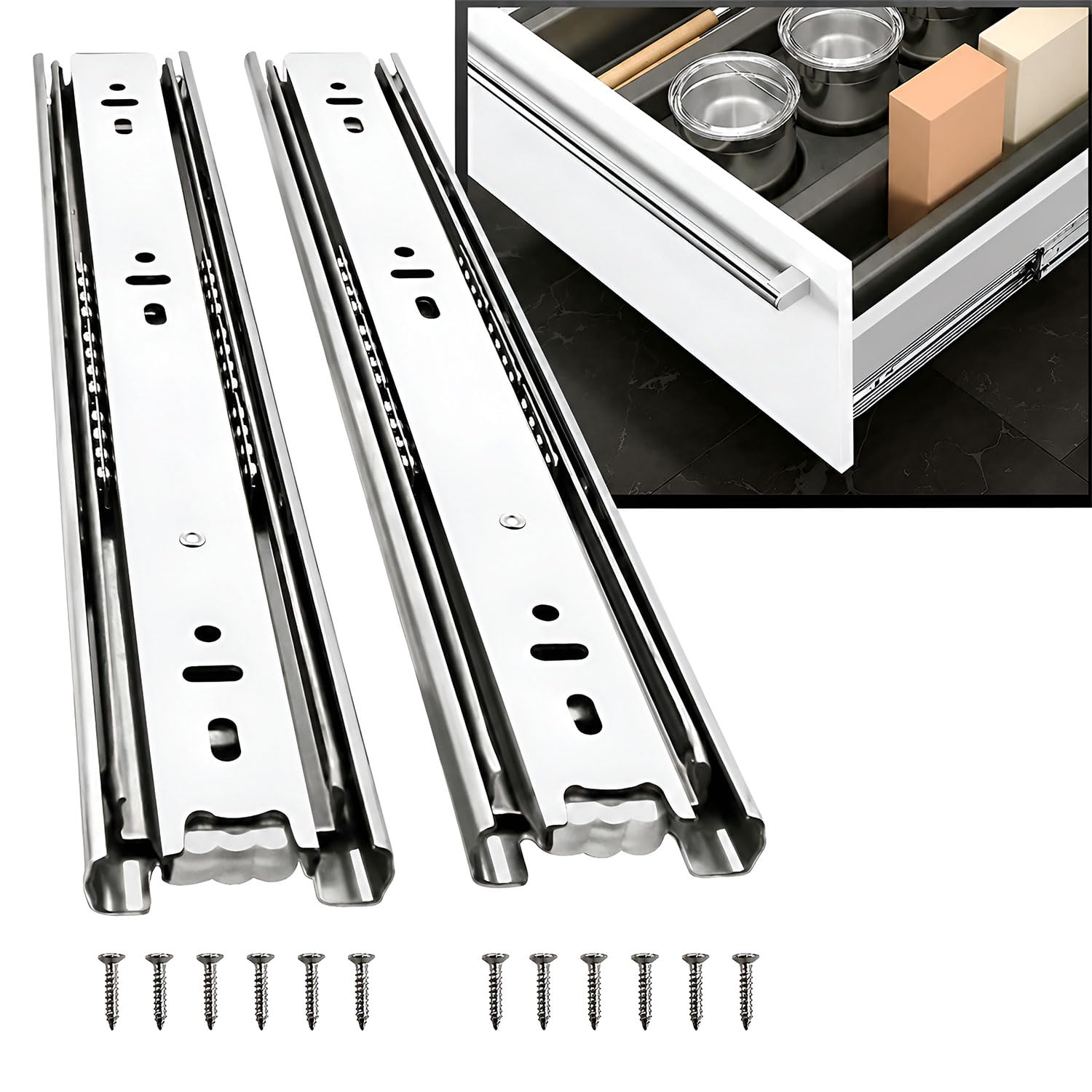 Volo Stainless Steel Heavy Duty Telescopic Slide/Drawer Channel - 20 inch (Silver)-image-49
