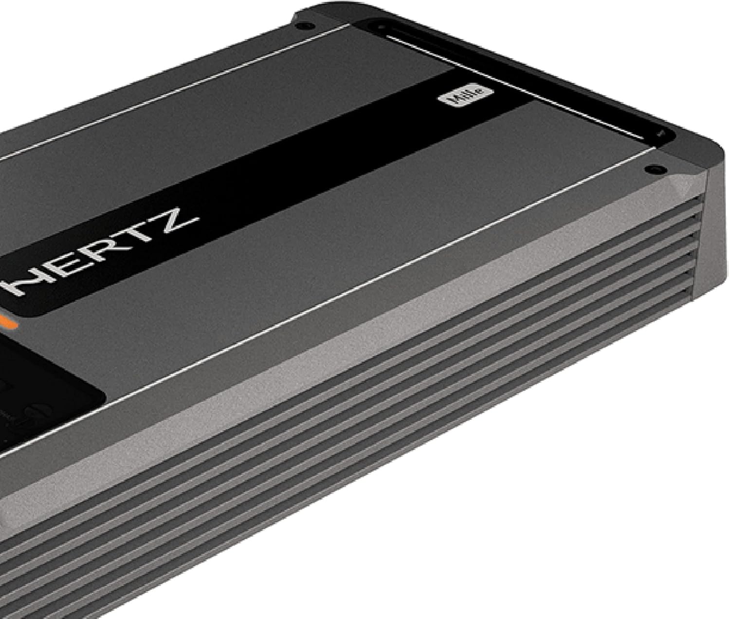 Hertz Mille Legend Series ML-Power-1 D-Class Mono Ampلائفائر سائڊ view with heat sink fins