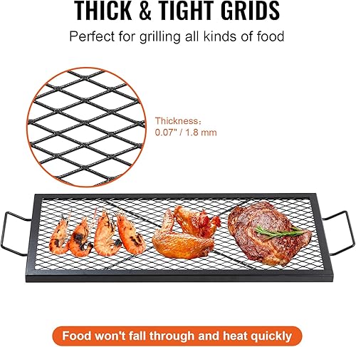 Miniatura 32 de VEVOR X-Marks - Rejilla para fogata, parrilla de cocción redonda, parrilla de acero resistente con mango y cable de soporte, utensilios de cocina