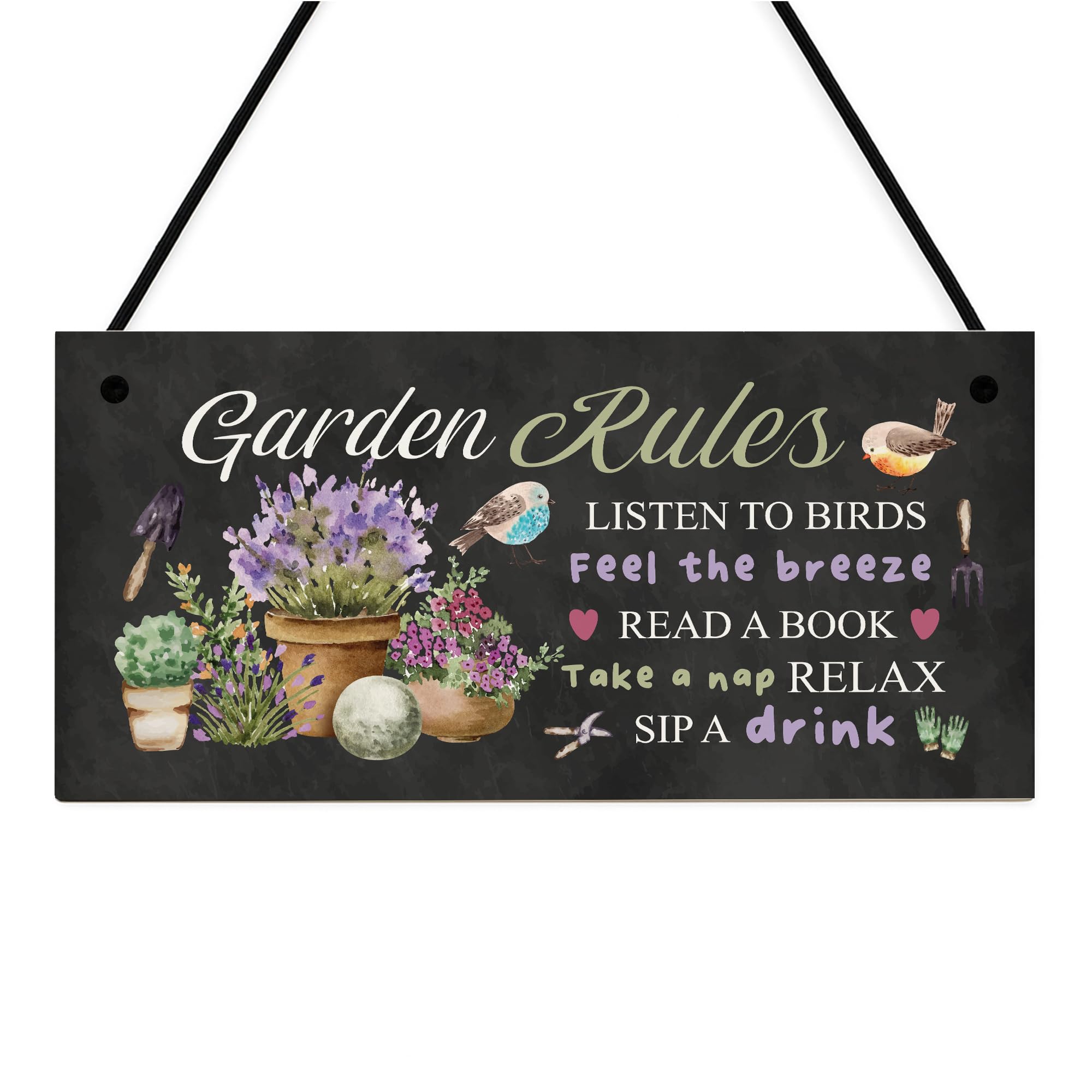 Red Ocean Garden Rules Sign Novelty Garden Plaque For Outside Garden Decor Hanging Shed Sign Yard Plaque Gifts For Women Her Home Decor
