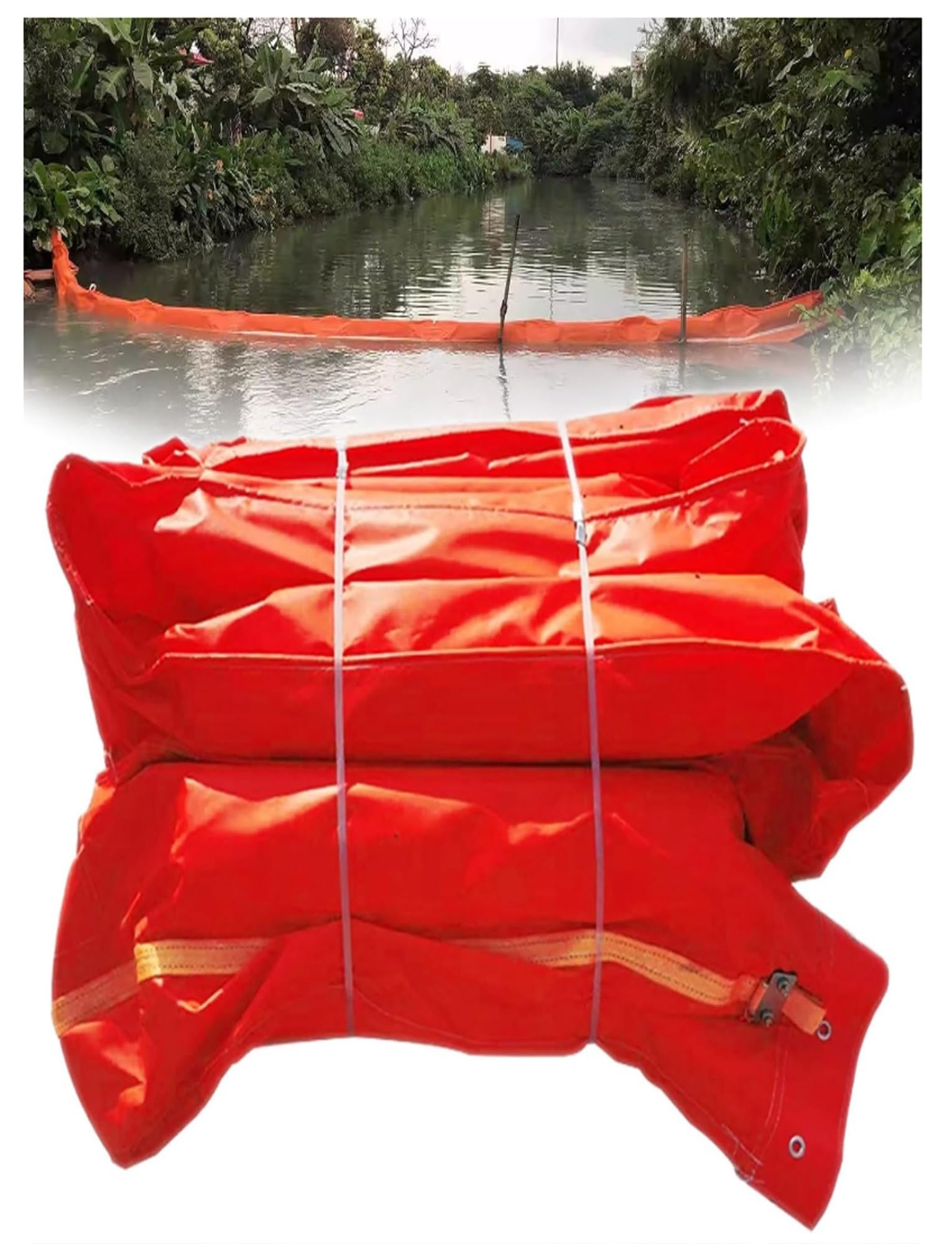 DUANHOZ PVC Oil Boom,Heavy-Duty PVC Floating Oil Boom, Customizable Sizes for Marine Spill Containment - Reusable Barrier for Ports & Rivers (32.8ft x 13.8in)