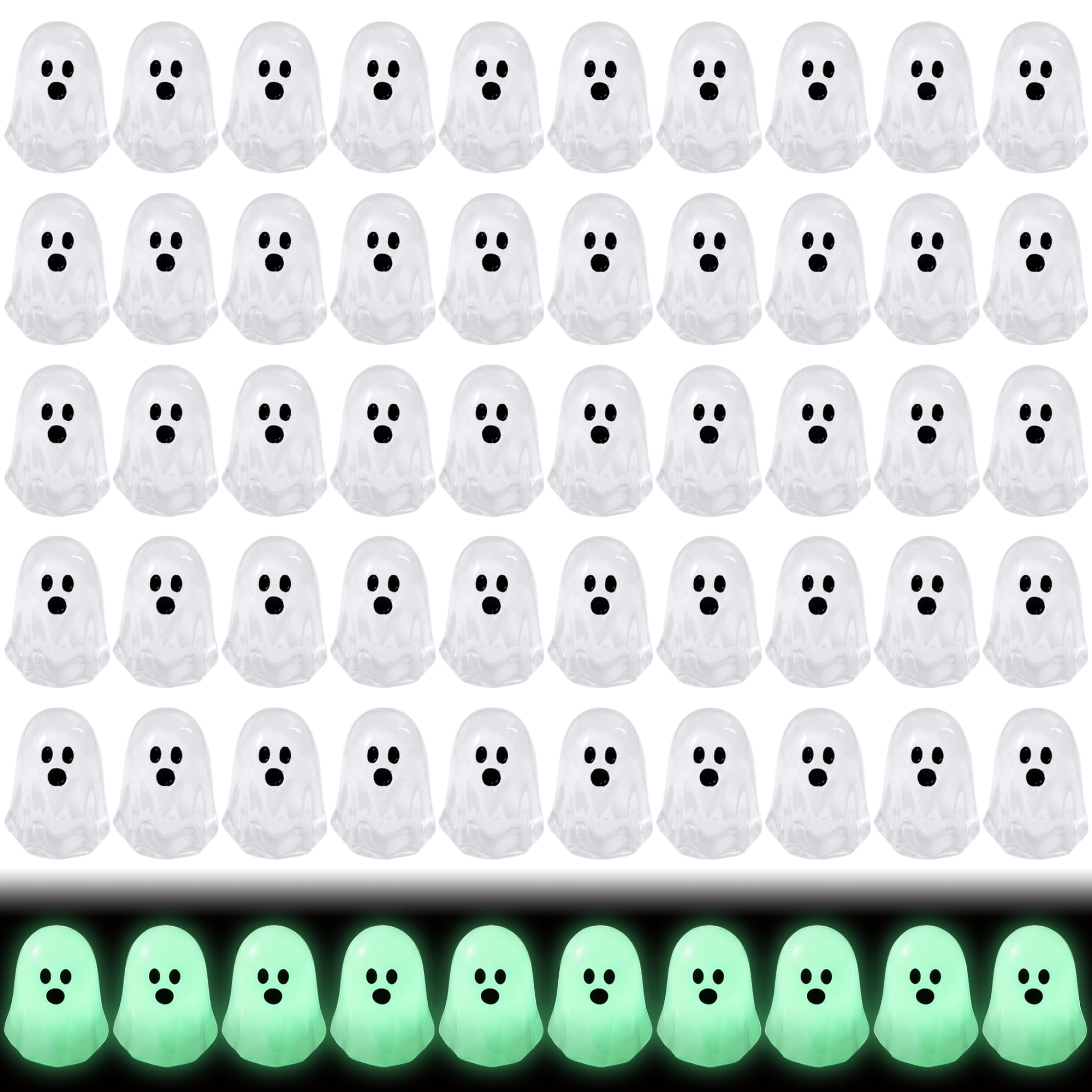 Grsrkep 60 Pcs Mini Glow In The Dark Resin Animals Mini Ghosts White Tiny Halloween Decorations