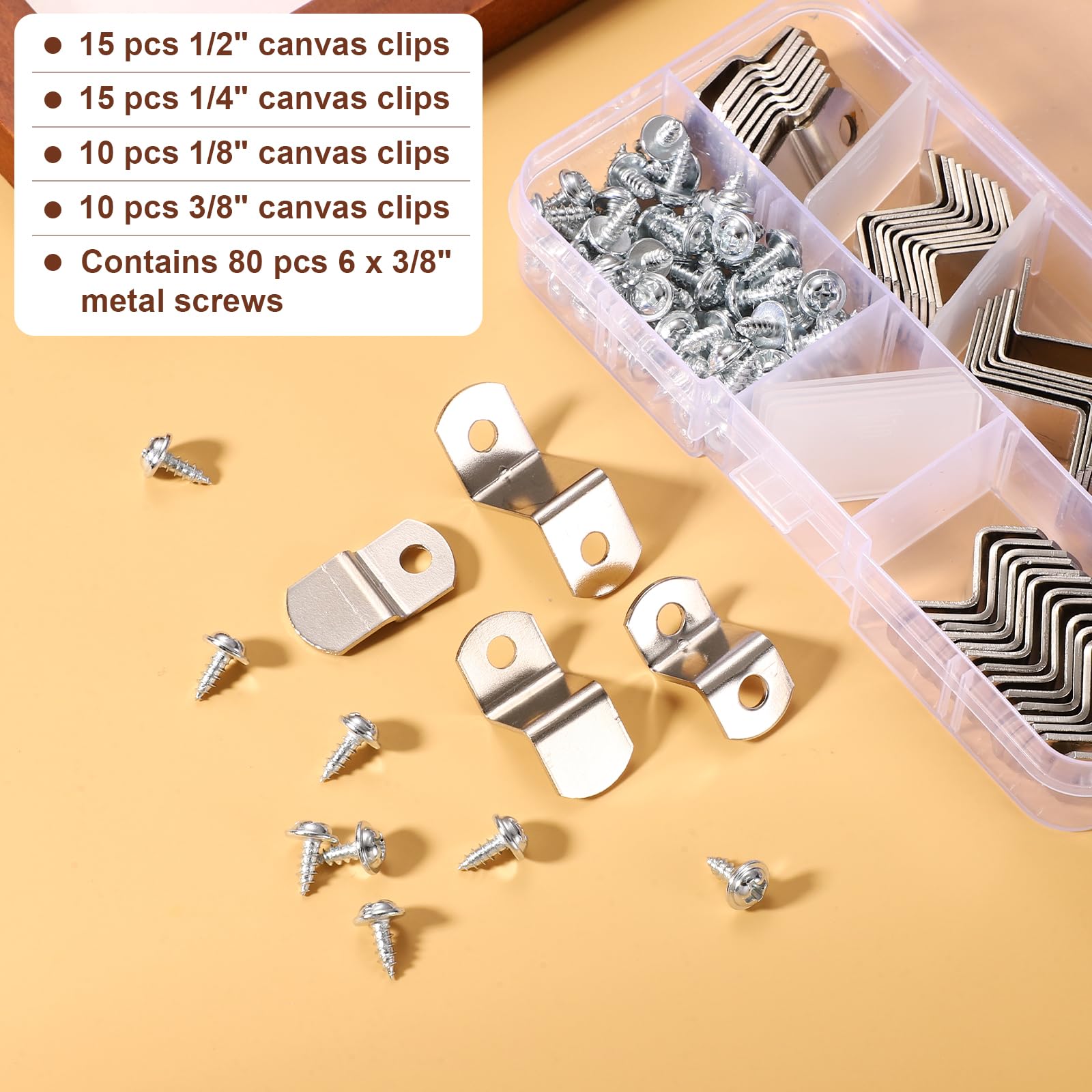 50pcs Offset Canvas Painting Mounting Clips with Metal Screws - Image 3