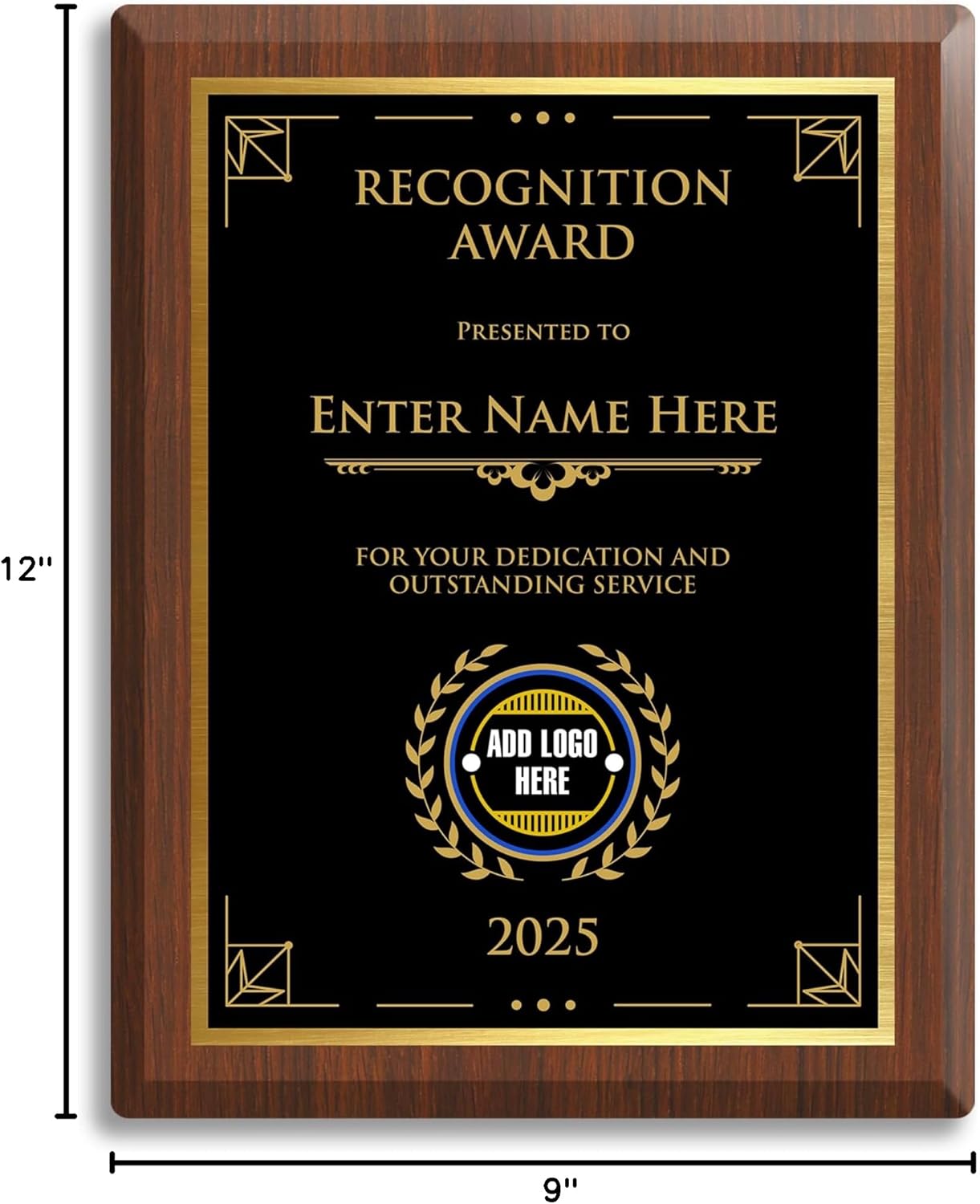 Elegant Custom Plaque - Add Your Own Text or Logo - Personalized Award Plaque for Employee of the Month, Ideal as Recognition Awards for Employees, Retirement, and Service Appreciation (Recognition Award 2, 7" x 9")