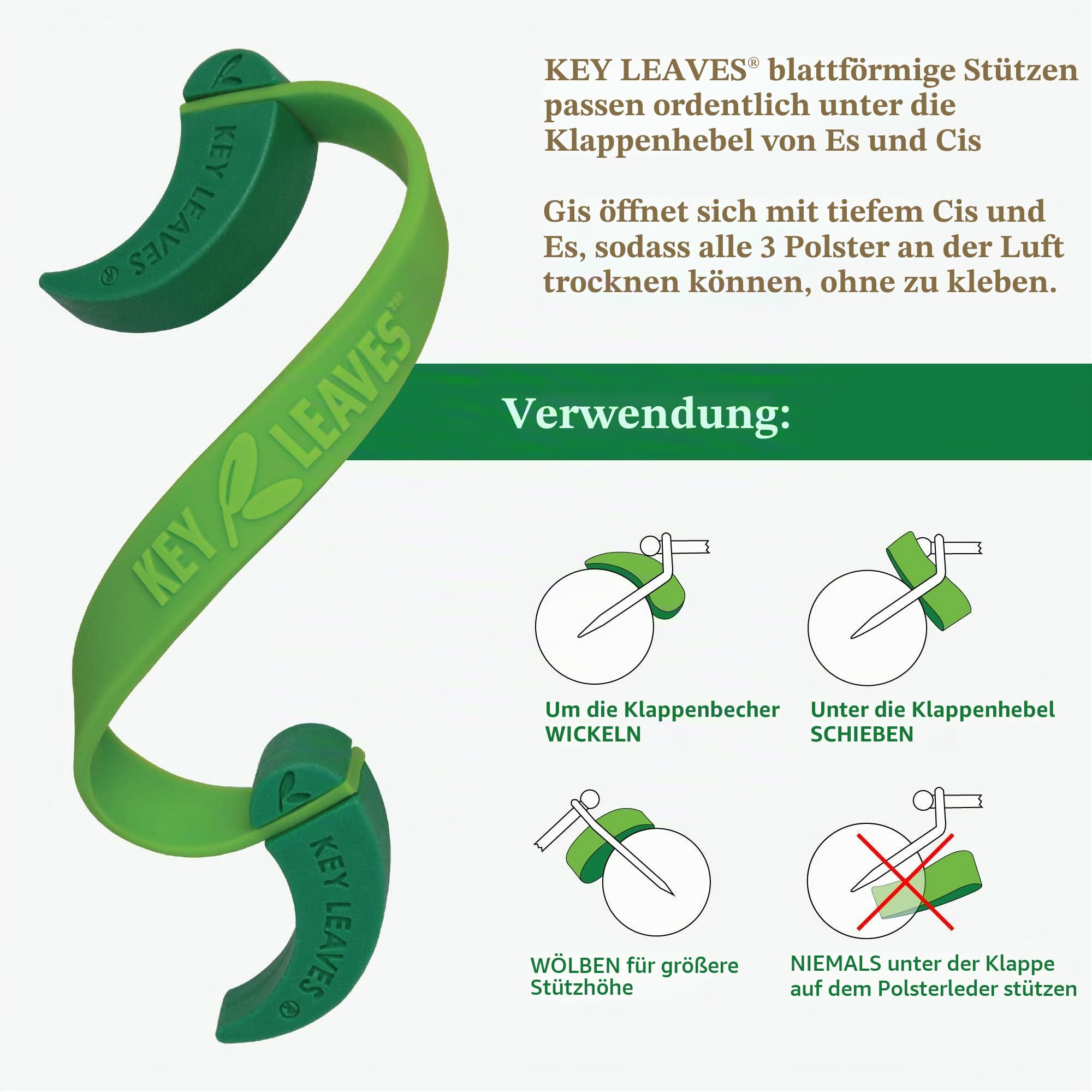 Key Leaves Saxophon Klappenkeile für Alto, Tenor und Baritone Saxophone