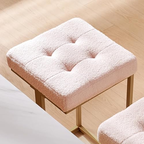 Miniatura 33 de 24KF Juego de 2 taburetes de bar contemporáneos de altura para isla de cocina, 26 pulgadas de alto, taburete de bar dorado acolchado de tela de Tela