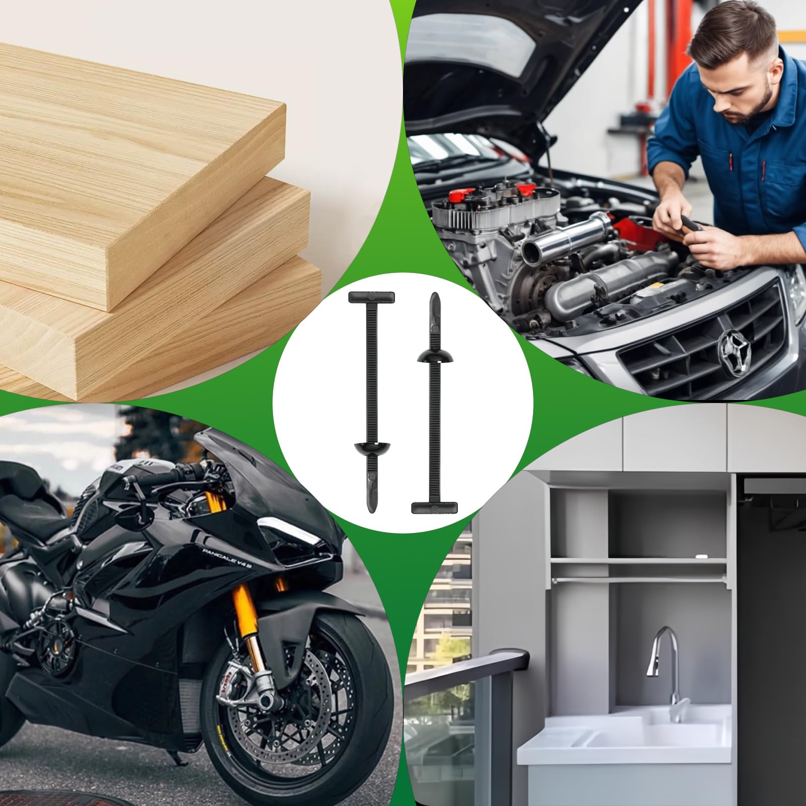 50 fascette universali con fibbia: cavo nylon pesante per riparazione e organizzazione auto, resistente ai raggi UV, sistema pin e pulsante