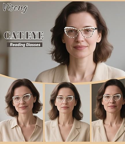 Miniatura 7 de Paquete de 3 lentes de lectura con bisagras de resorte estilo ojo de gato para mujeres y damas, a la moda, elegantes (negro)+1.0