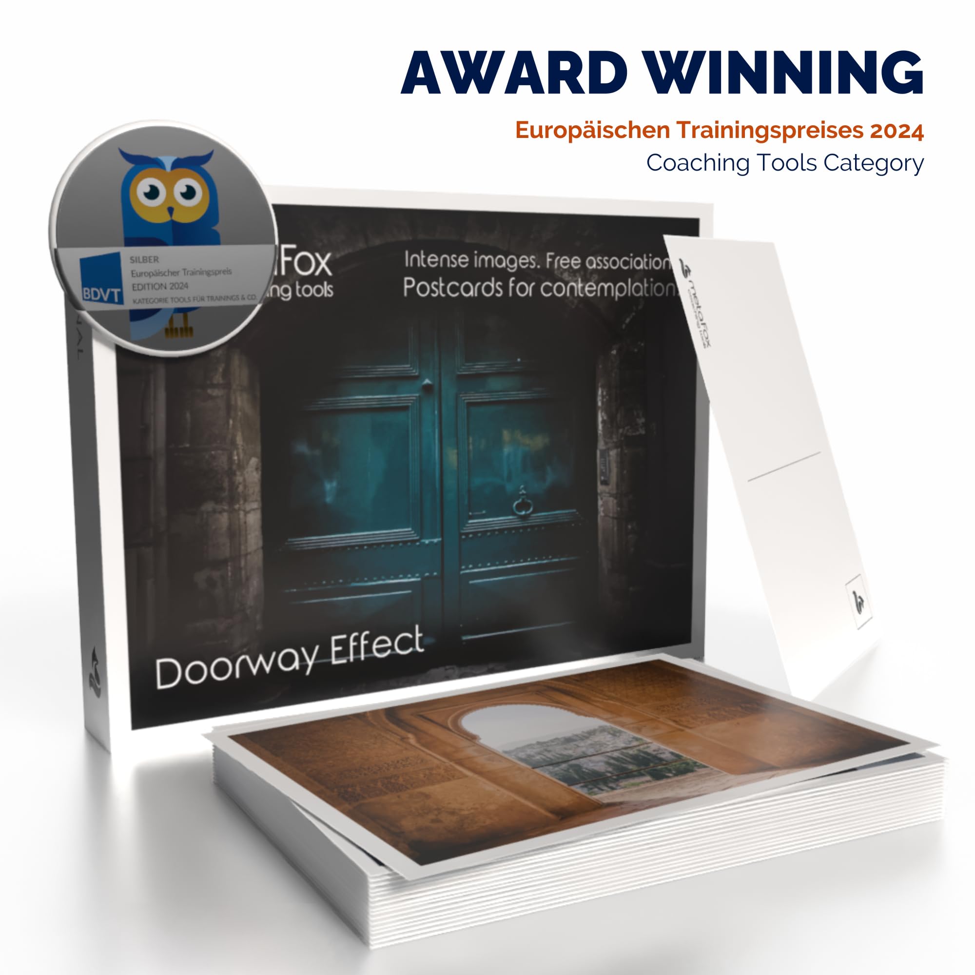metaFox Coaching Postcards | Doorway Effect | 52 wysokiej jakości karty do nawiązania znaczących rozmów i połączeń w coachingu i terapii