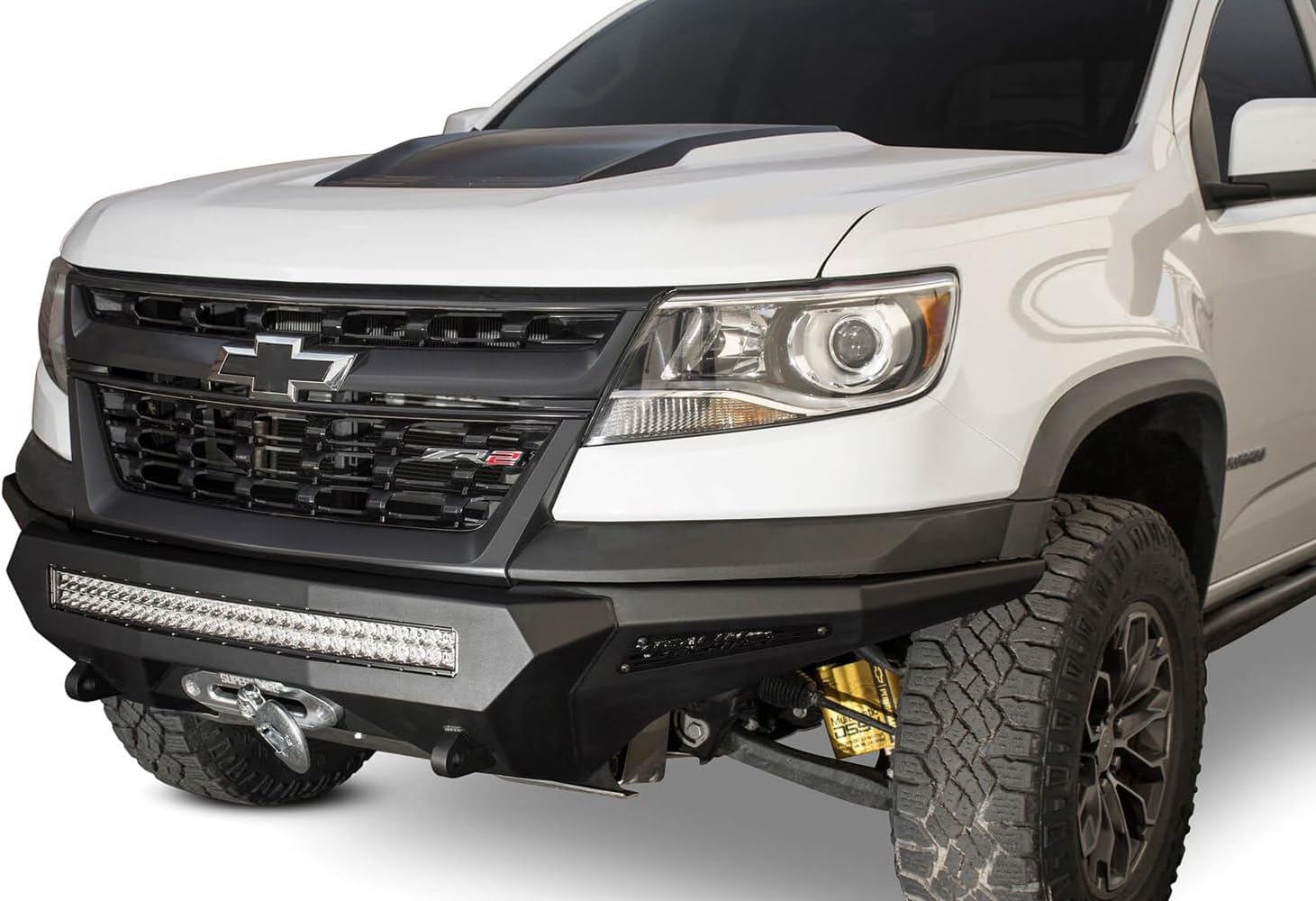 Addictive Desert Designs F371202740103 Stealth Fighter Front Bumper Hammer Black Panel Color Satin Black w/Winch Mount Stealth Fighter Front Bumper