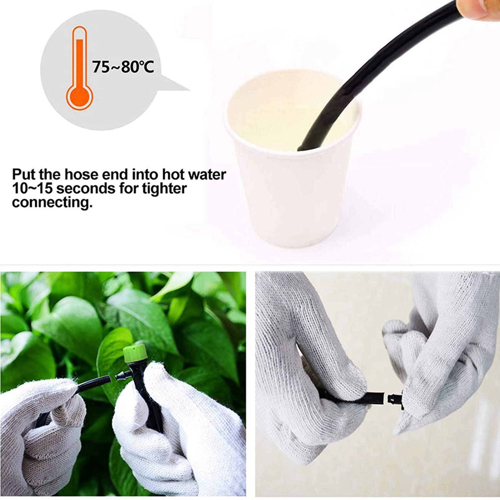 300 Piezas de Goteros de Riego Ajustables de 360 Grados con Conector de Púas para Tubo de 4/7 MM, de Riego de Flujo de Agua