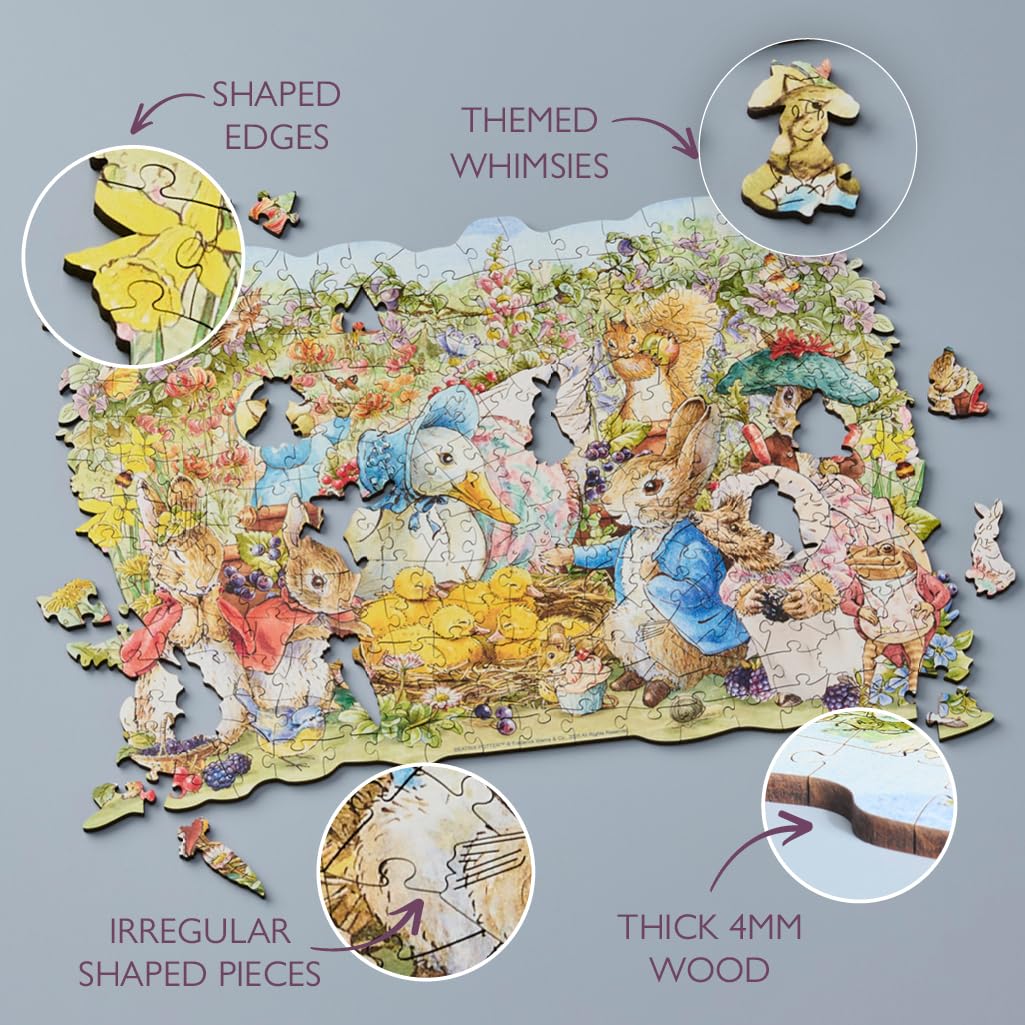 Wentworth Wooden Puzzles Peter Rabbit and Friends, 100 Pcs Adult Jigsaw Puzzle, Themed Irregular Pieces - Image 4