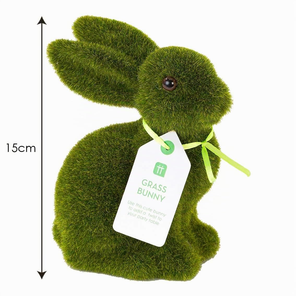 Figurine Lapin Pâques 15 cm Herbe Artificielle Mousse Décoration Table