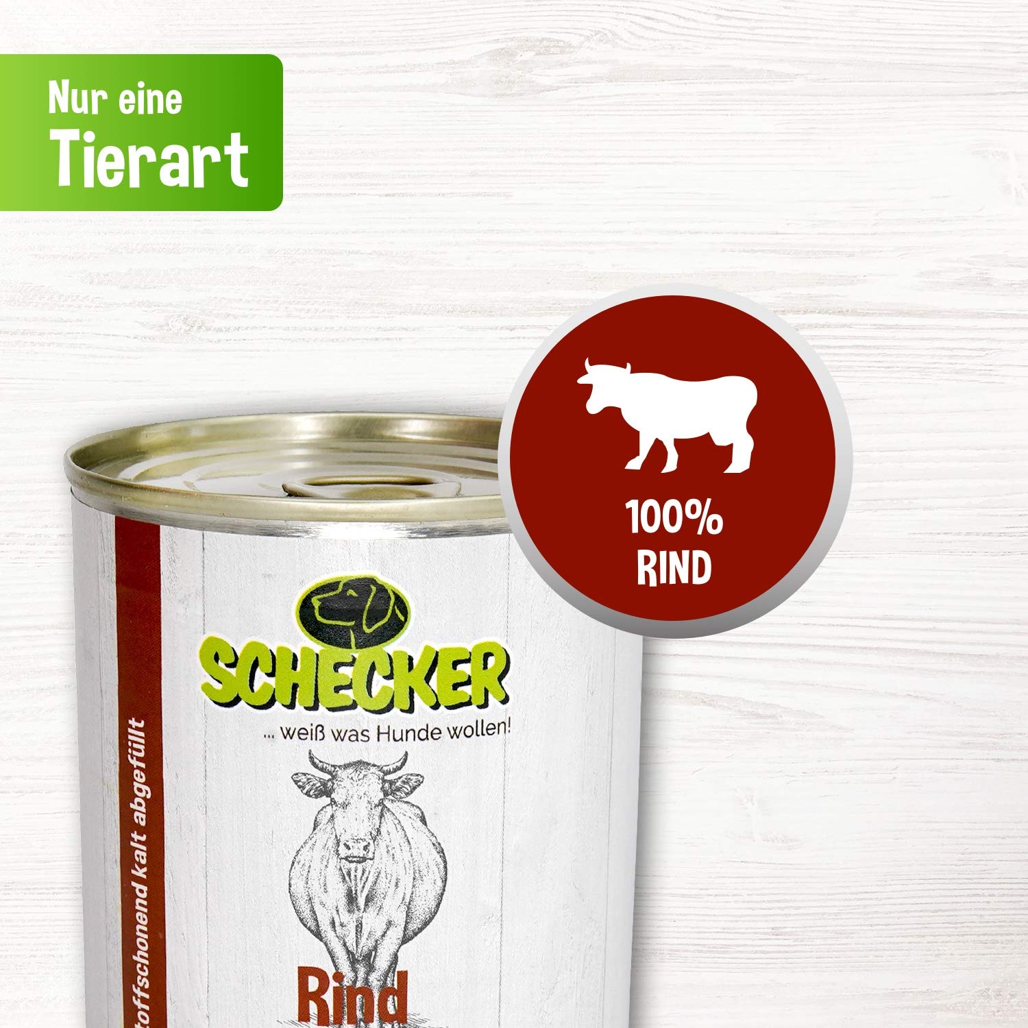 Schecker Nassfutter - 100% Rind PUR - Hundefutter - 24 x 410g - getreidefrei - glutenfrei - ohne Zusatzstoffe