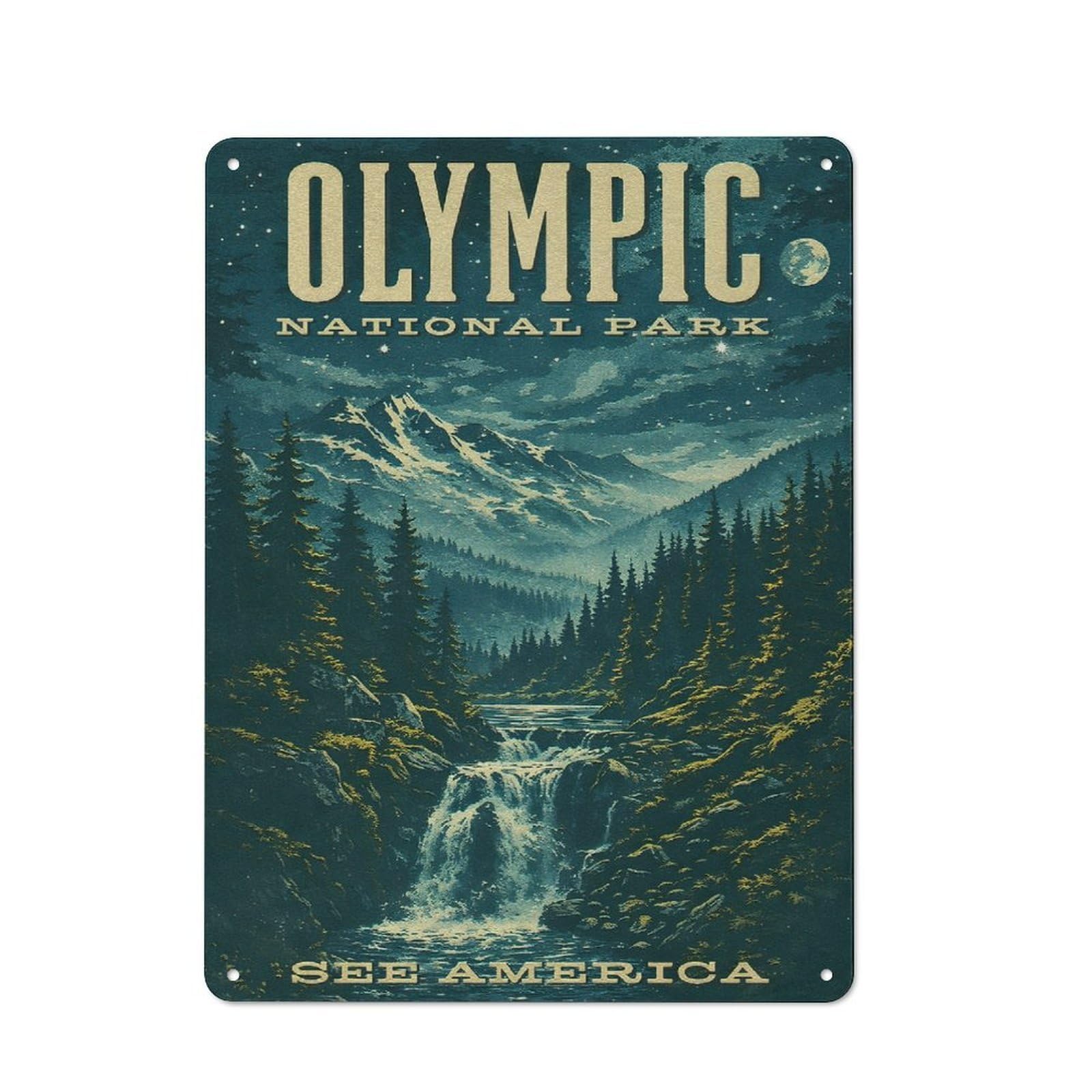 Junmoney Style-24 Tin Wall Sign With Olympic National Park Vintage Design 40X30cm, Cosy Cafe Wall Decor For Kitchen, Cafe, Pantry Or Dining Room