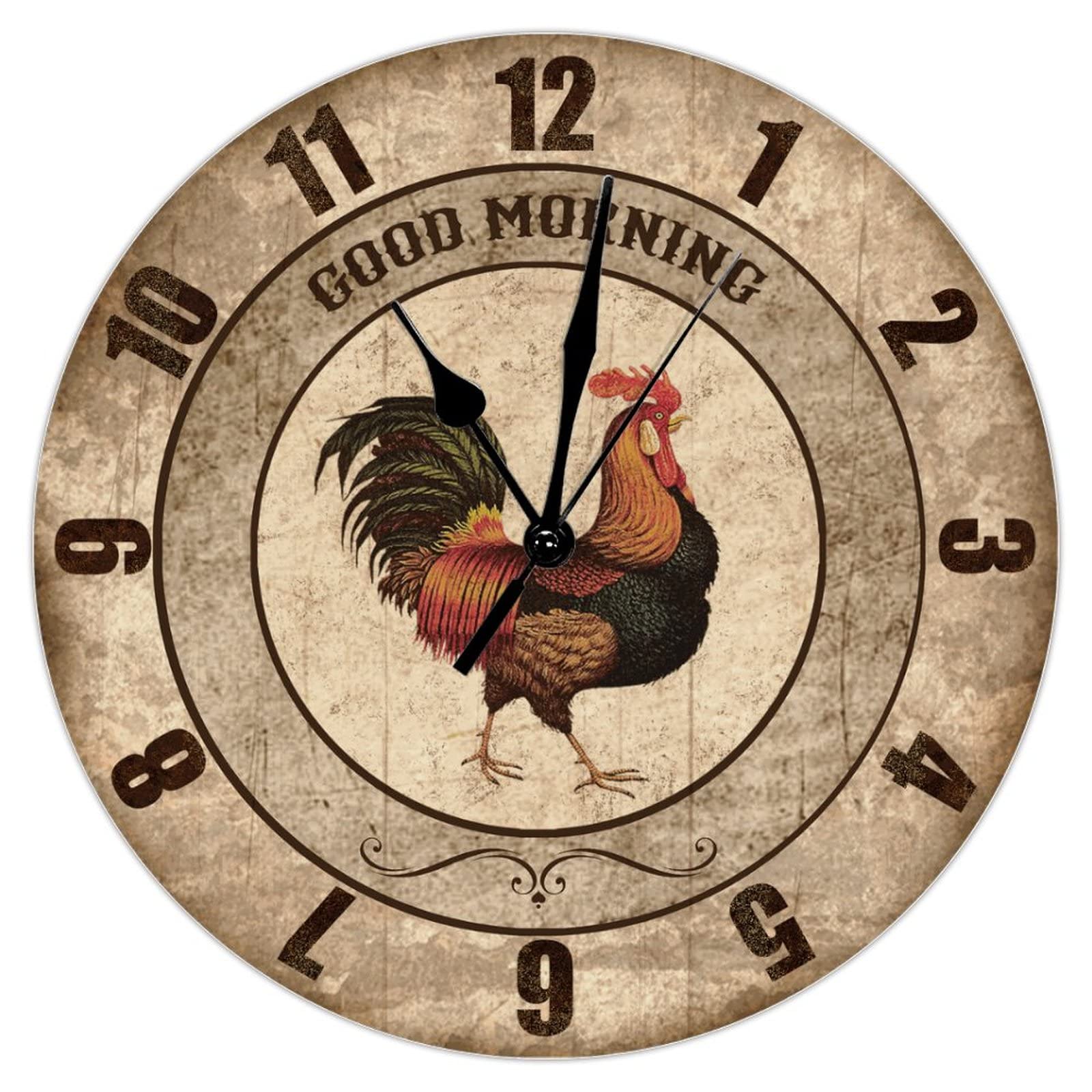 Horloge murale en bois noble style campagnard toscane et finitions or