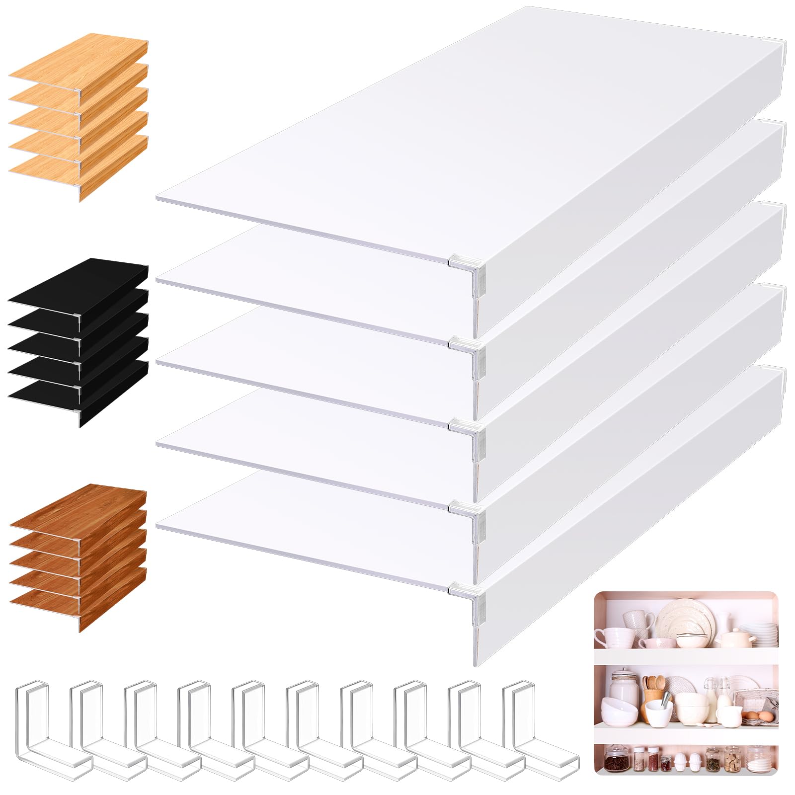 Hoolerry 5 Pcs Wire Shelf Covers Foamed PVC Wire Rack Covers for Removable Closet (Not Wood) Pantry Shelves for Cabinet Bathroom Kitchen Shelving Decoration(White,36x16inch)