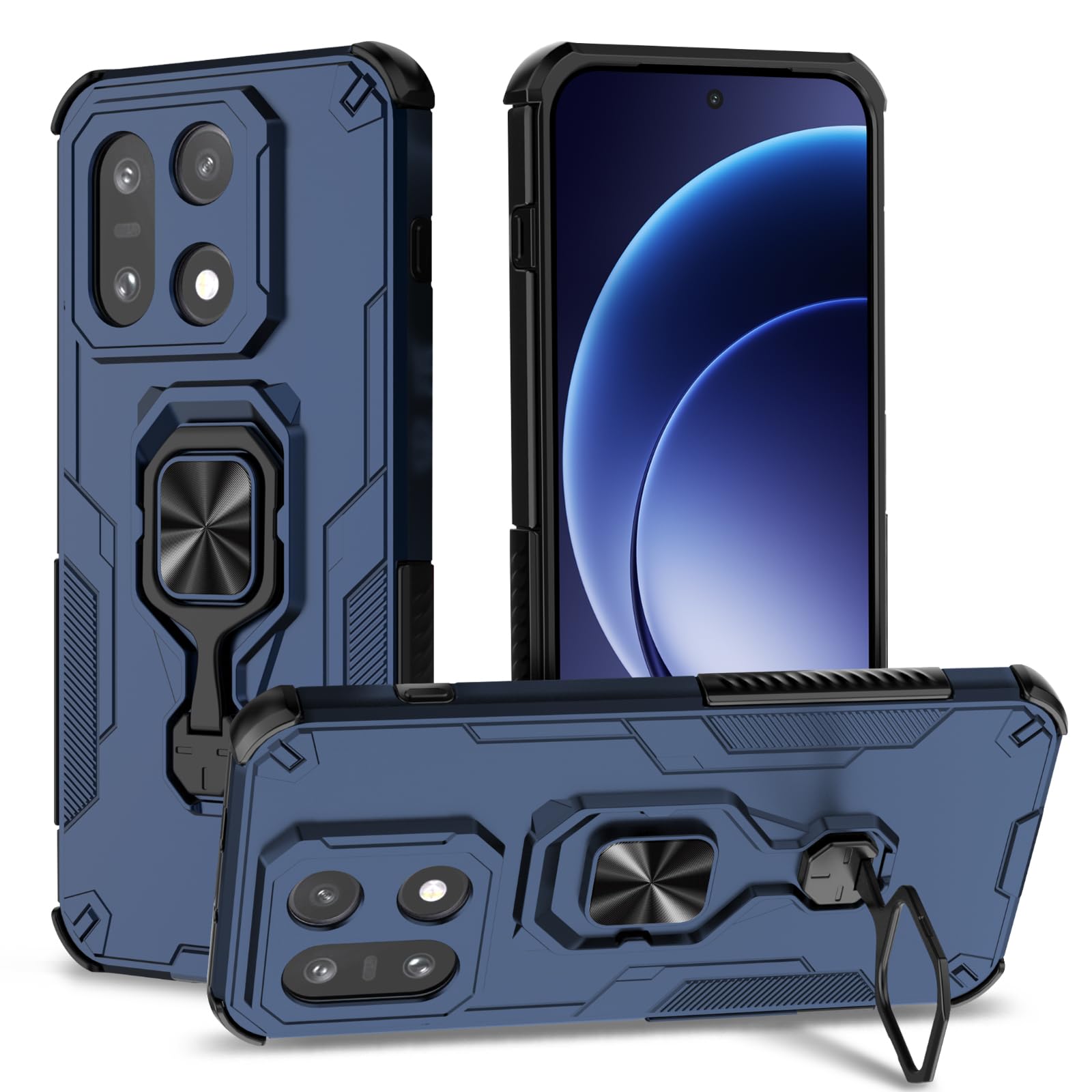 Funda para Samsung Galaxy A13 4G con Cristal Templado Protector Pantalla, Carcasa Antigolpes con Soporte anular metálico, Case Protectora de Grado Militar, Negro — view 196