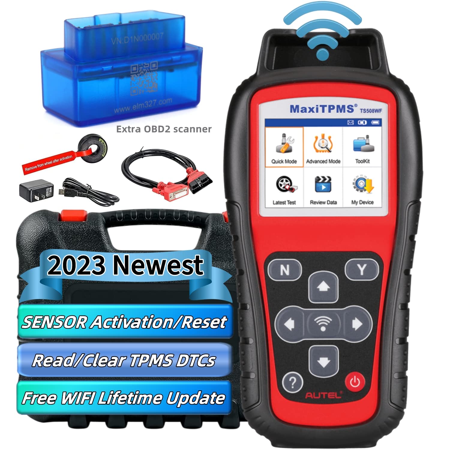 【でのお】 Autel MaxiTPMS TS508WF WiFi with OBD2 Code Reader Connection