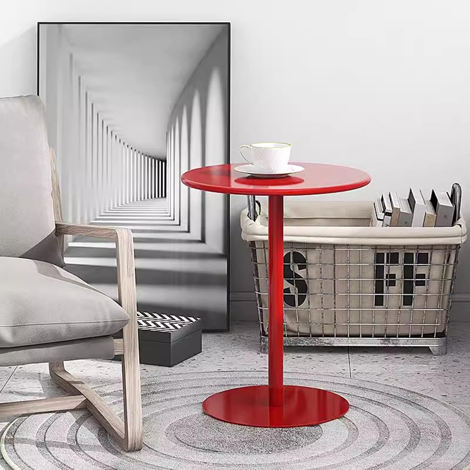 Table de bar ronde avec base en métal robuste – Table de pub moderne pour cuisine, salle à manger, bistrot et cocktails