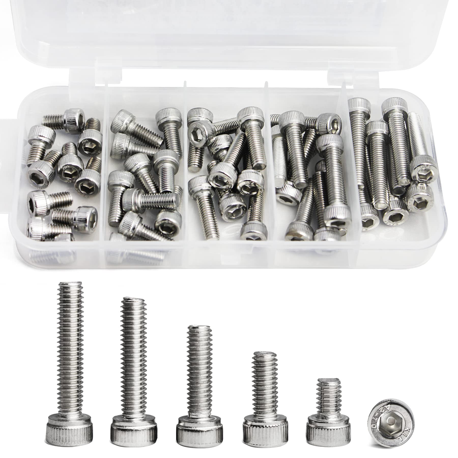 50-Piece M5 Flat Head Socket Cap Screw Assortment – 304 Stainless Steel (8mm To 25mm Lengths)