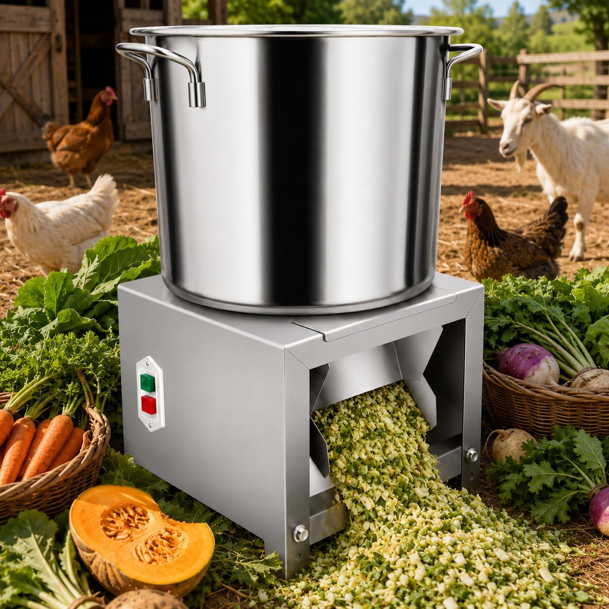 Sushangmao Commercial Electric Vegetable Chopper, 3500RPM Commercial Food Processor, Stainless Steel Poultry Processor with Large Inlet and Adjustable Cut for Farm Ranch Use 1800w