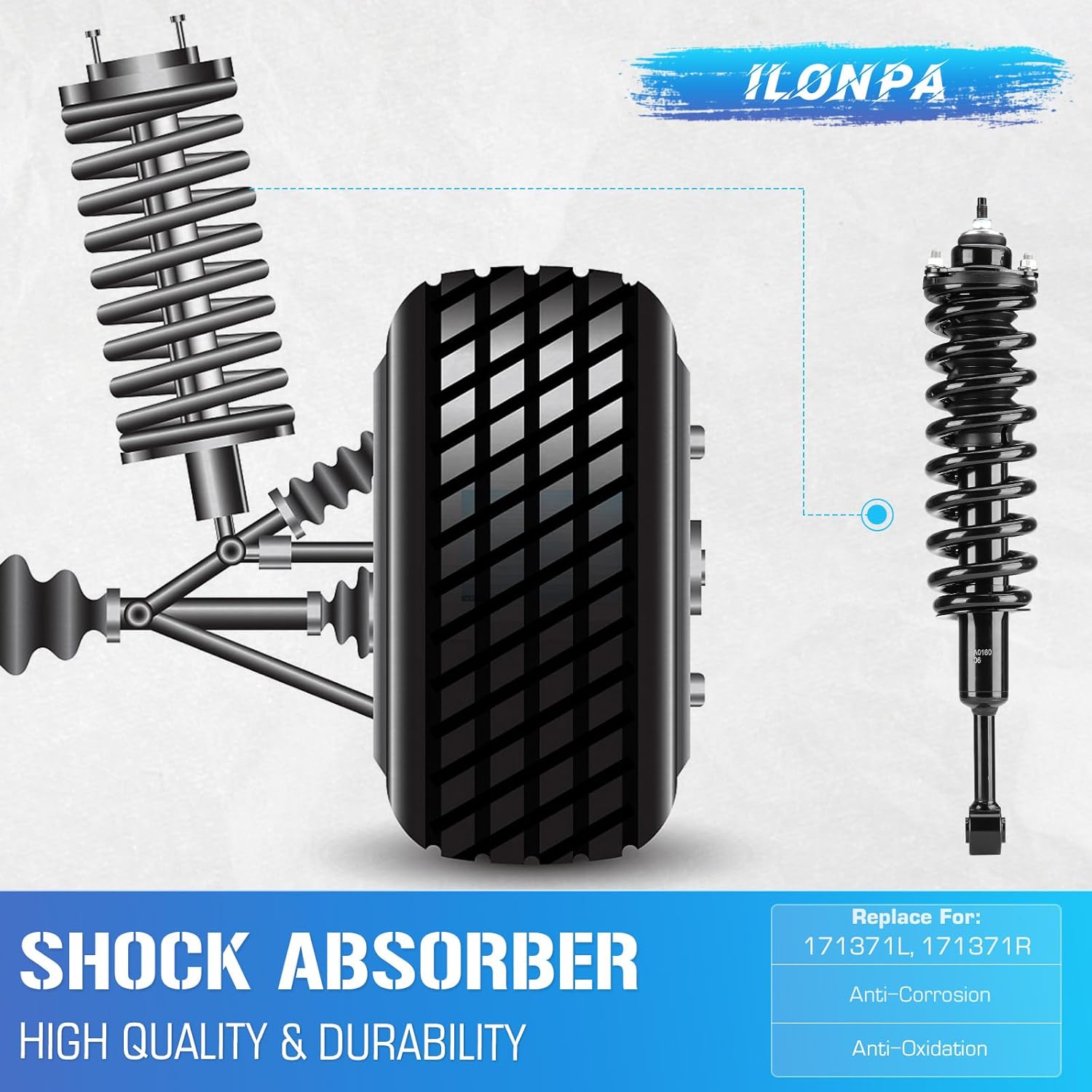 Front Quick Struts Shocks Assembly w/Coil Springs for 2003-2016 Toyota 4Runner / 2007-2014 FJ Cruiser / 2005-2015 Toyota Tacoma 4WD, Strut Shock Absorbers Assemblies Replace for 171371L 171371R