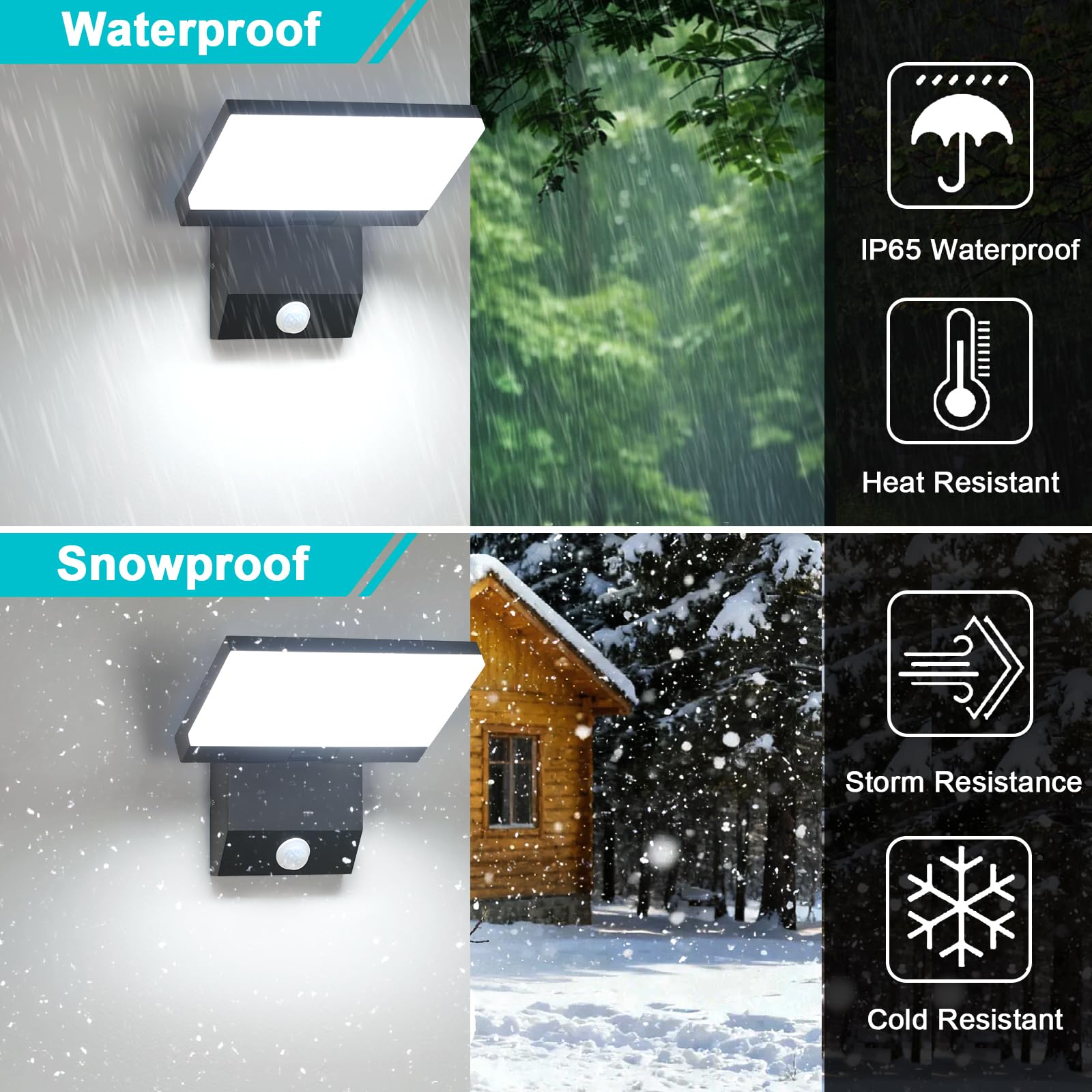Comely Aplique Pared Exterior con Sensor de Movimiento, 24W Lampara Exterior Pared LED, IP65 Impermeable Aplique Negro para Patio, Jardín, Terraza, 6500K