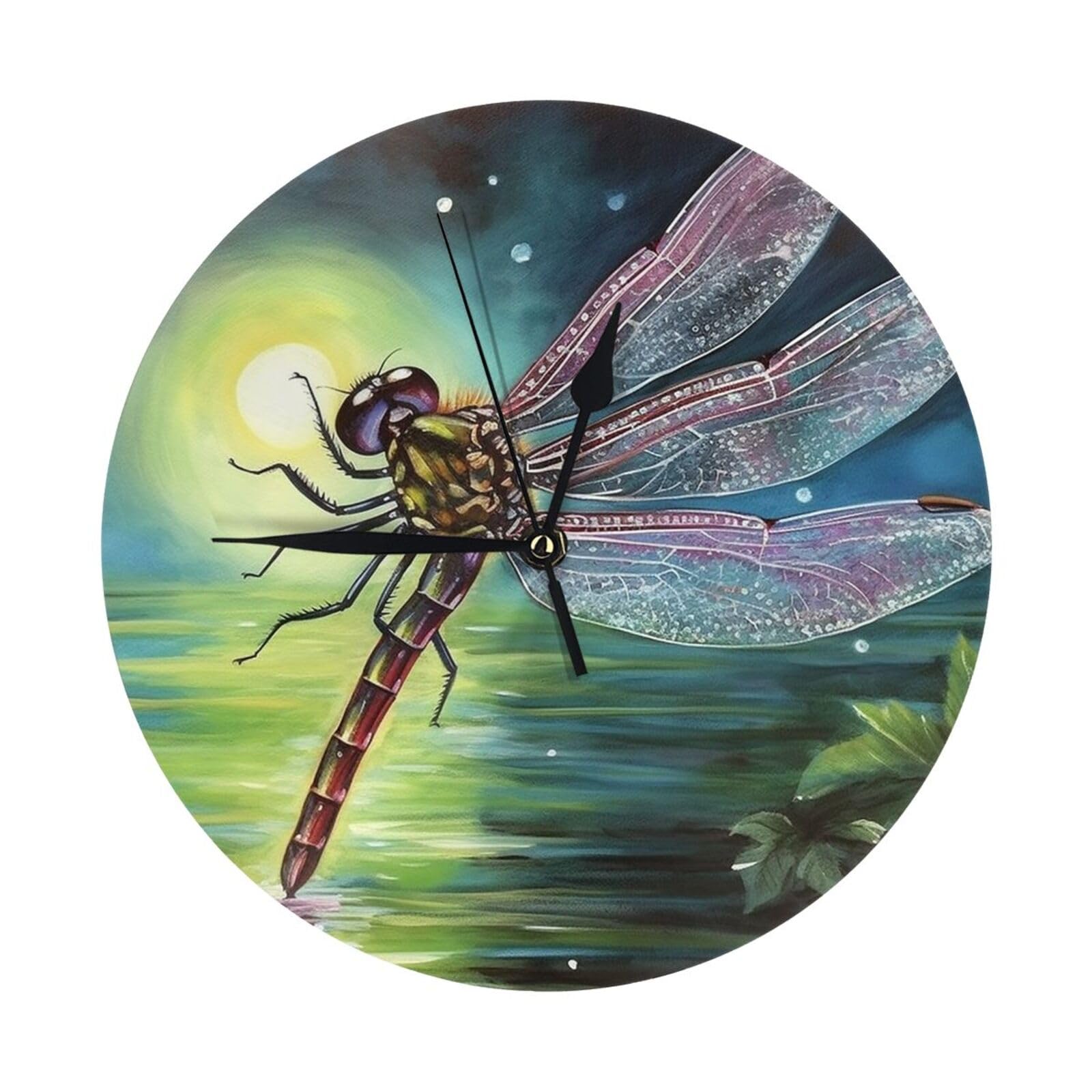 Horloge de table décorative peinture libellule pour la cuisine
