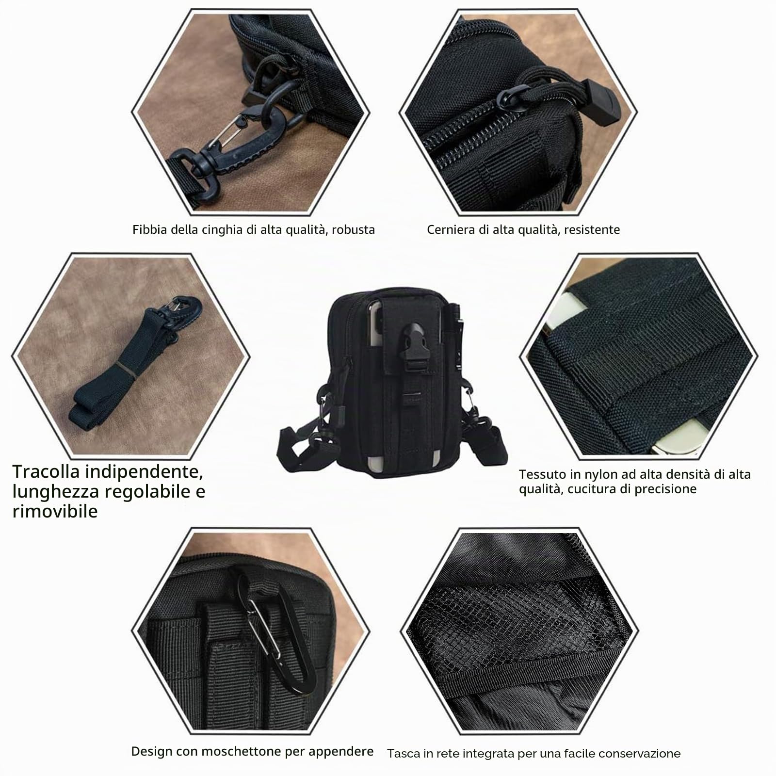 Flintronic Tattico Marsupio Sportivo Borsello 1000D Nylon Multifunzione Campeggio