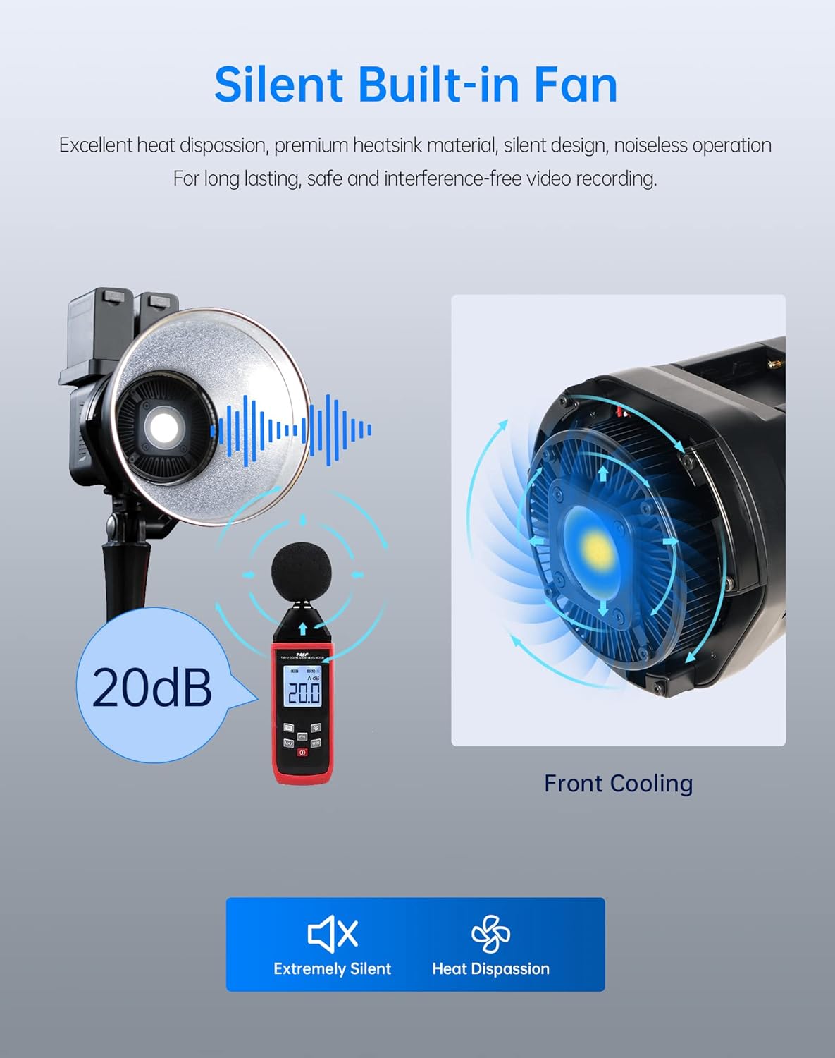 SIRUI C60 LED Video Light, 60W COB Continuous Lighting for Photography, 5600K Daylight, CRI 96 TLCI 98, 13000Lux@1m, with Reflector, Bowens Mount, APP Control, Battery/APP Control