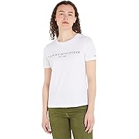 Tommy Hilfiger Donna T-Shirt Maniche Corte Logo Scollo Rotondo