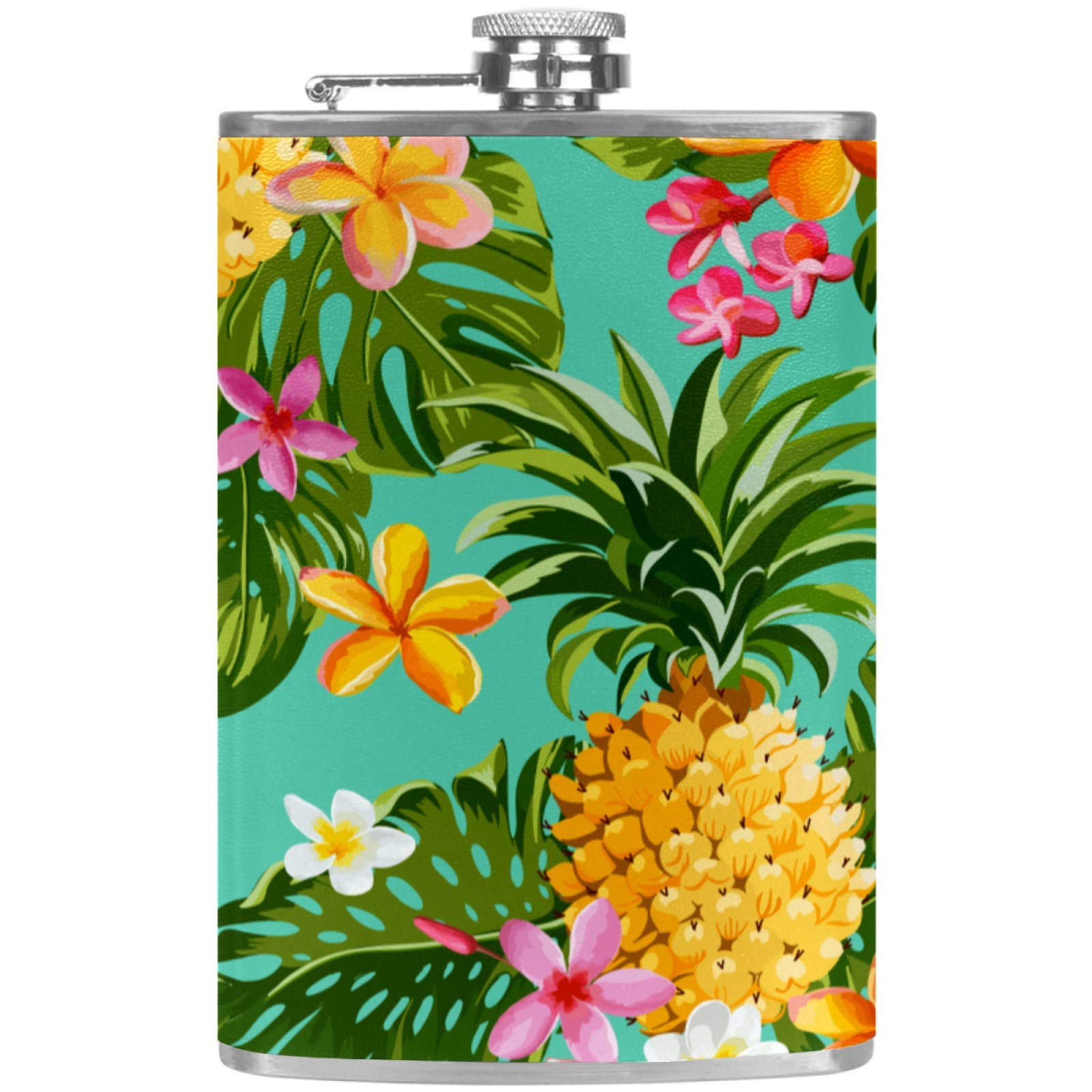 Flasque à whisky de camping et pêche avec motif floral chic