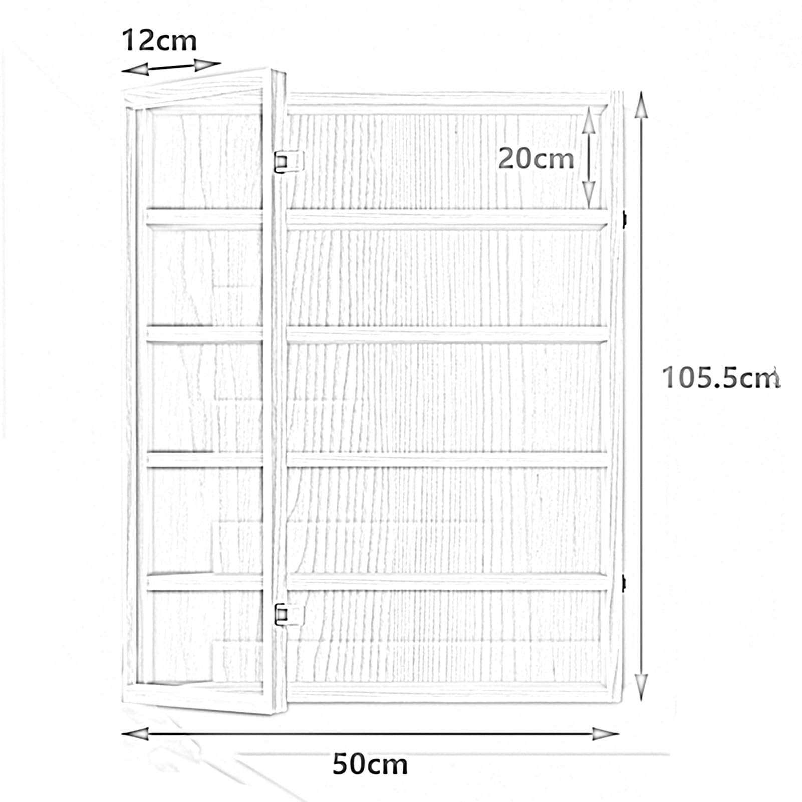 Vetrina in legno a 7 strati per giocattoli da collezione e curiosità, mensola portaoggetti da parete per casa, soggiorno, camera da letto, ufficio e sala giochi (50 x 10 x 105,5 cm)